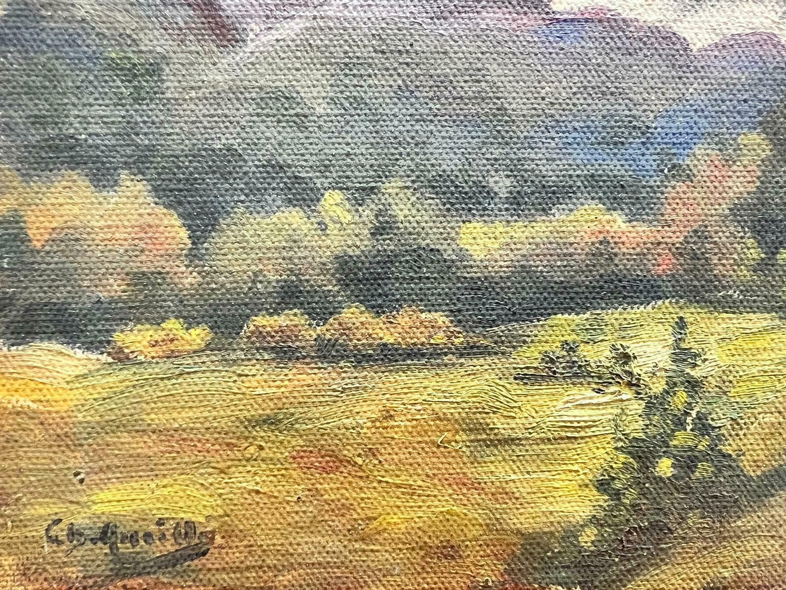 French Schoolmid Century French Signed Impressionist Oil Painting Castle In Landscape photo Art