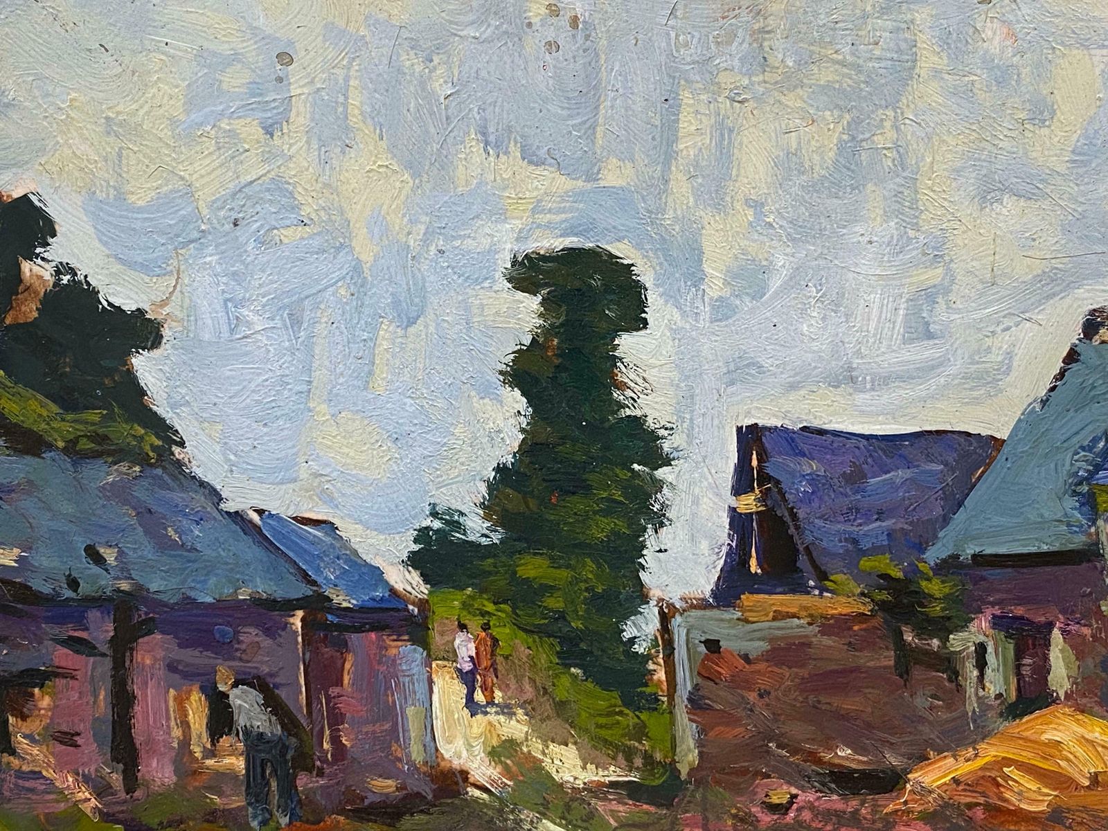 Maurice Mazeiliefrench Impressionist En Plein Air Oil Painting   Farm Yard With Figures photo furniture