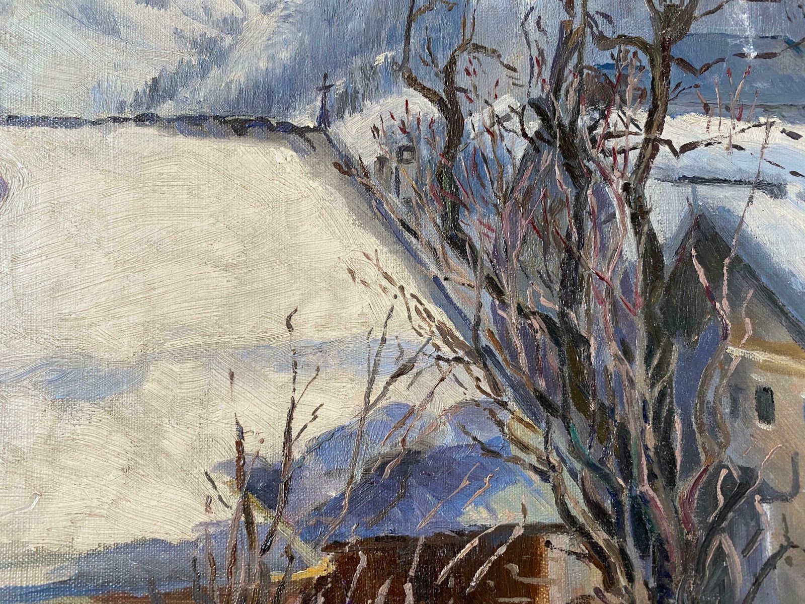 Unknownwinter Scene Tirol Kitzbuhel, Impressionist Landscape, Signed Oil Paintingc. 1960's photo for sale