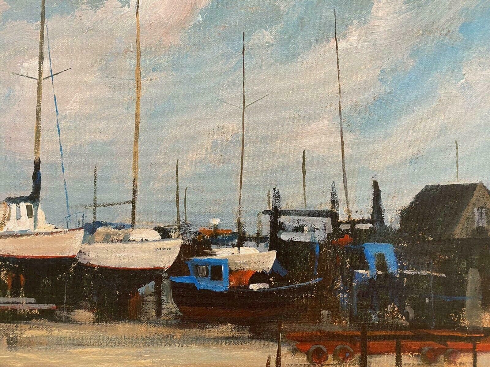 Maurice Crawshawmaurice Crawshaw (B.1947) Signed Impressionist Oil   Boats Moored At The Harbourlate 20th Century photo furniture