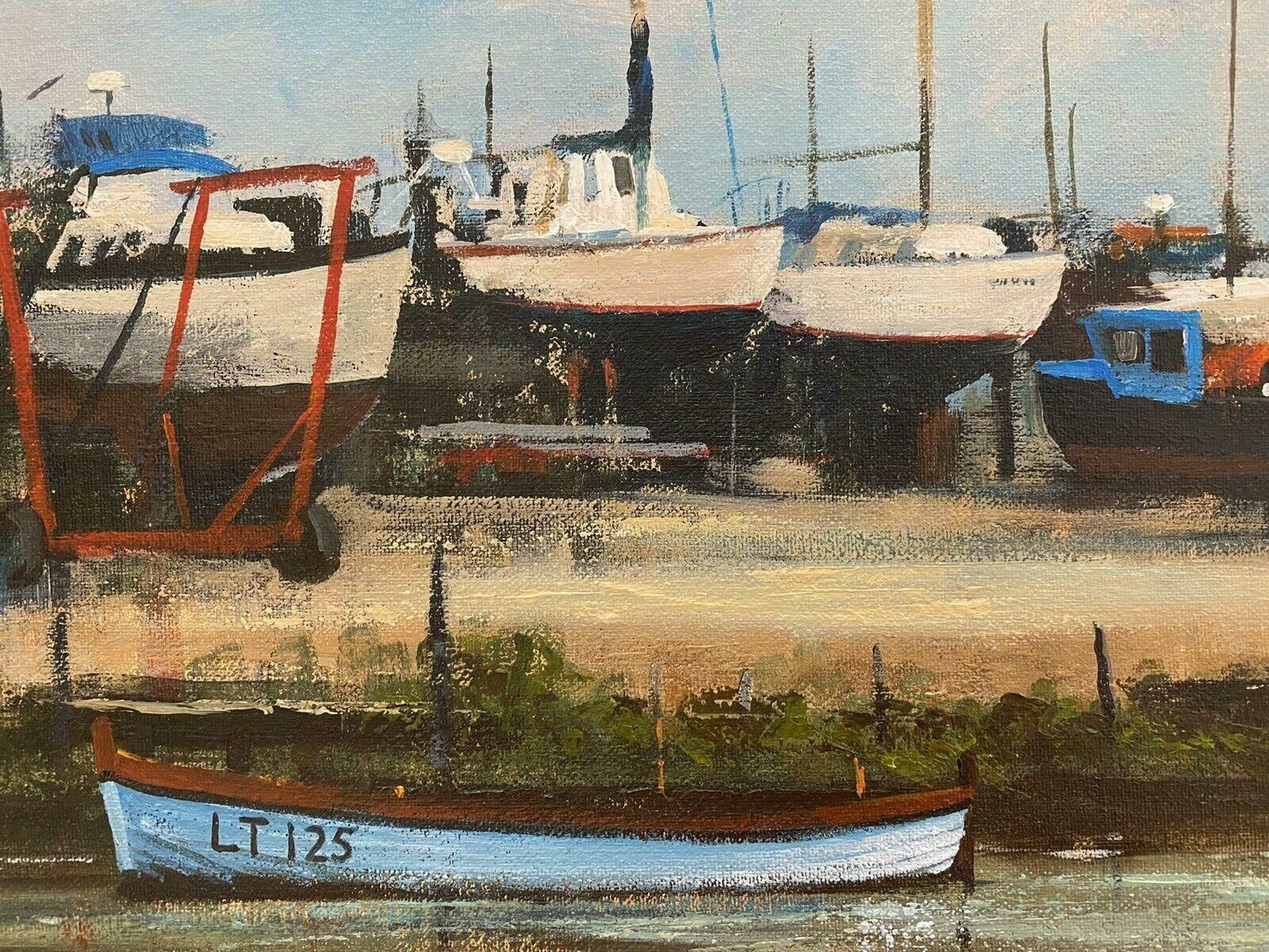 Maurice Crawshawmaurice Crawshaw (B.1947) Signed Impressionist Oil   Boats Moored At The Harbourlate 20th Century photo Art