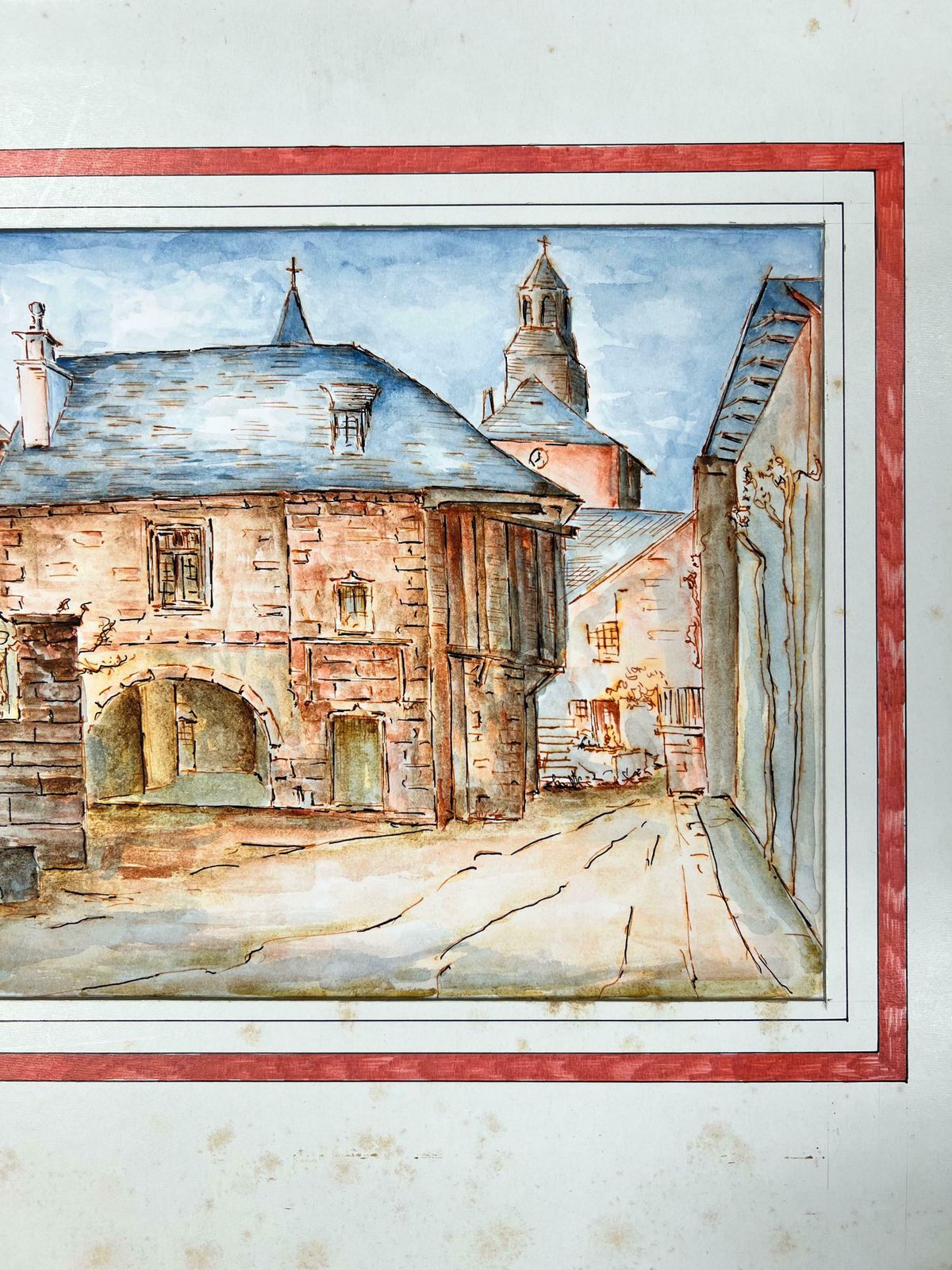 Bernard Labbe1950's Modernist/ Cubist Painting   French Urban Town Landscape1950's photo 666.0