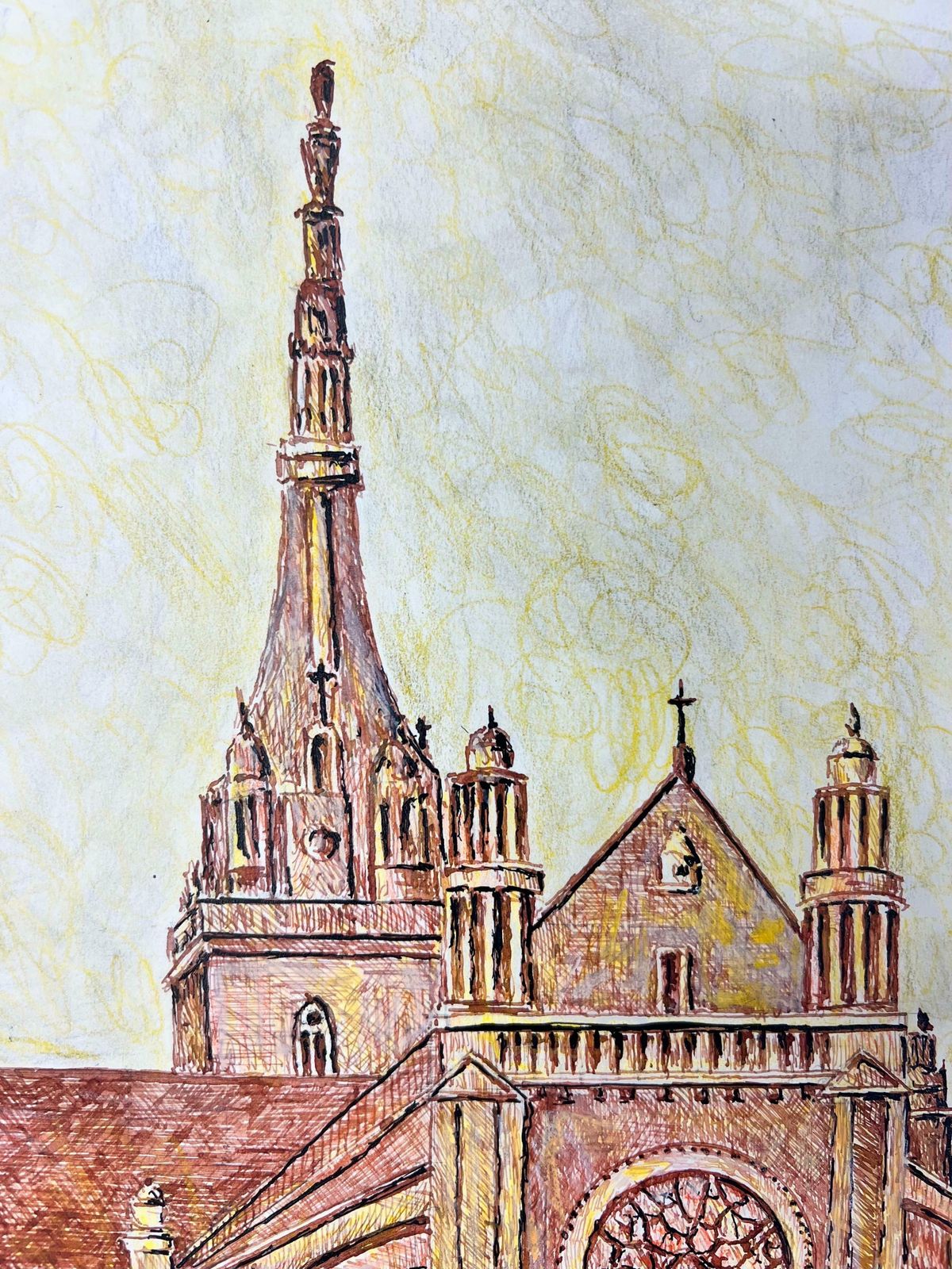 Bernard Labbe1950's Modernist/ Cubist Painting   French Cathedral1950's photo vinterior