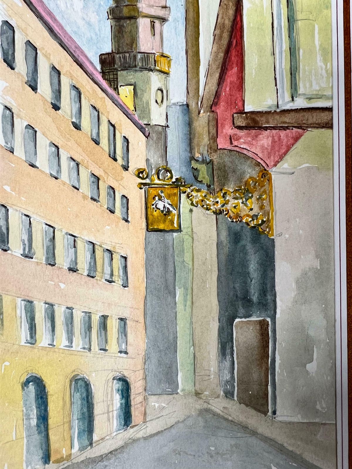 Bernard Labbe1950's Modernist/ Cubist Painting   Down The French Streets1950's photo for sale