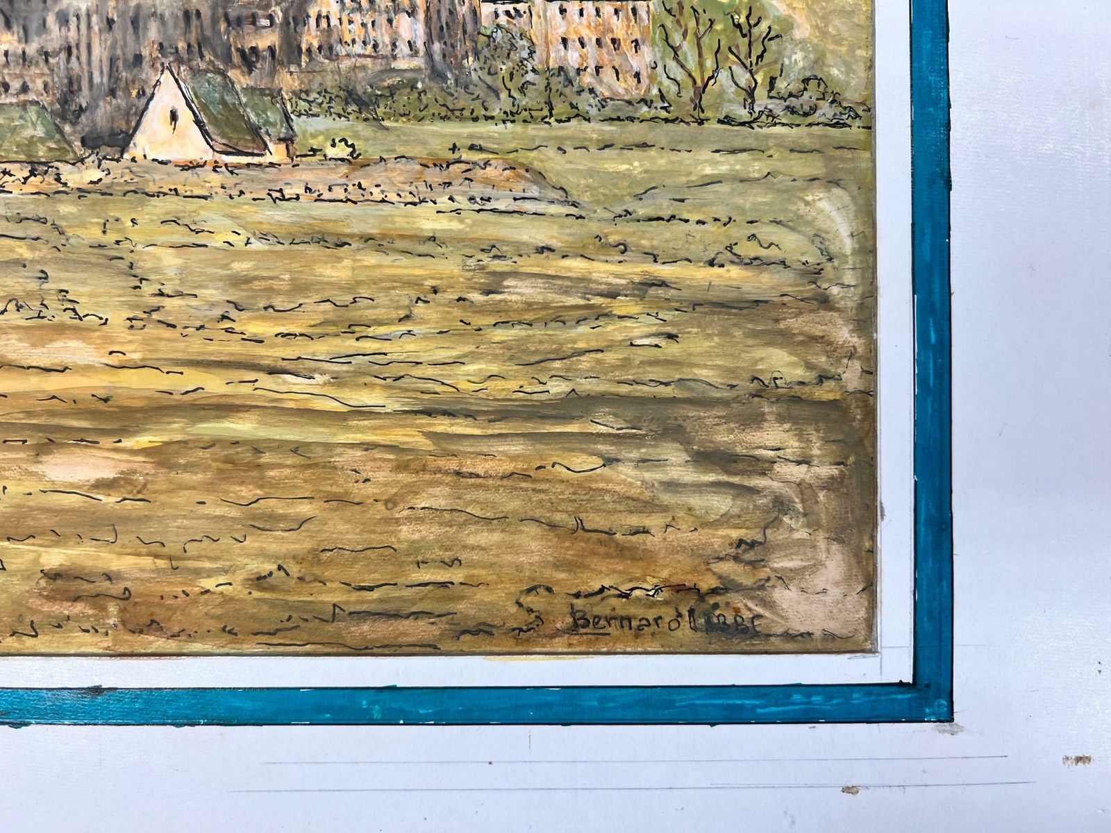 Bernard Labbe1950's Modernist/ Cubist Painting   French Green Landscape1950's photo for sale