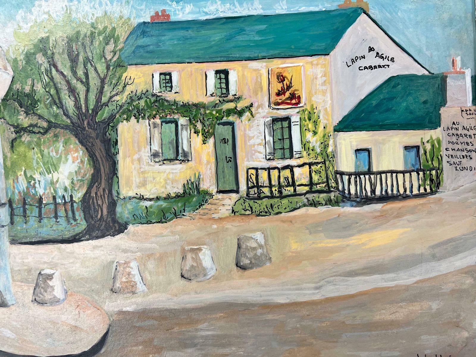 Bernard Labbe1950's Modernist/ Cubist Painting   View Of The French Pub1950's photo for sale