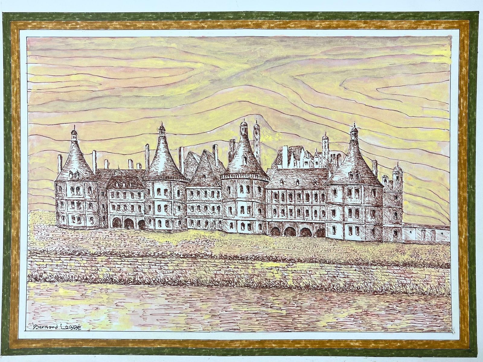 Bernard Labbe1950's Modernist/ Cubist Painting   Large French Chateau 1950's photo furniture