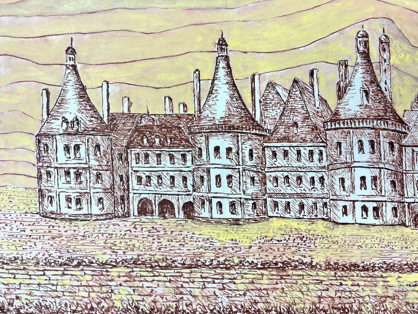 Bernard Labbe1950's Modernist/ Cubist Painting   Large French Chateau 1950's photo buy