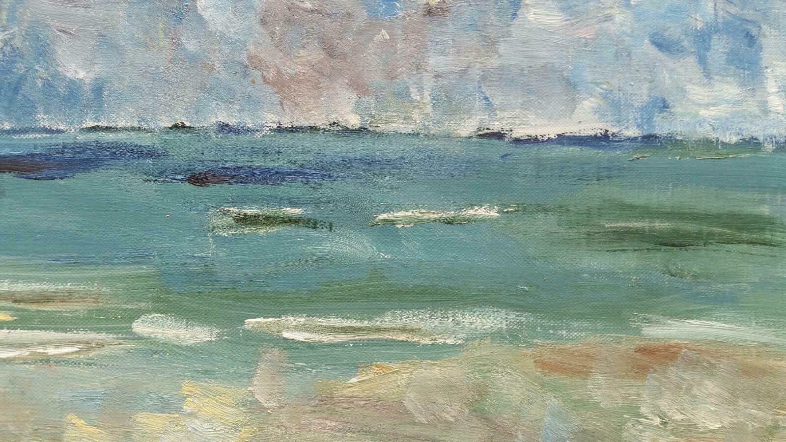Unknown20th Century French Oil Painting A Storm Over The Sealate 20th Century photo vintage