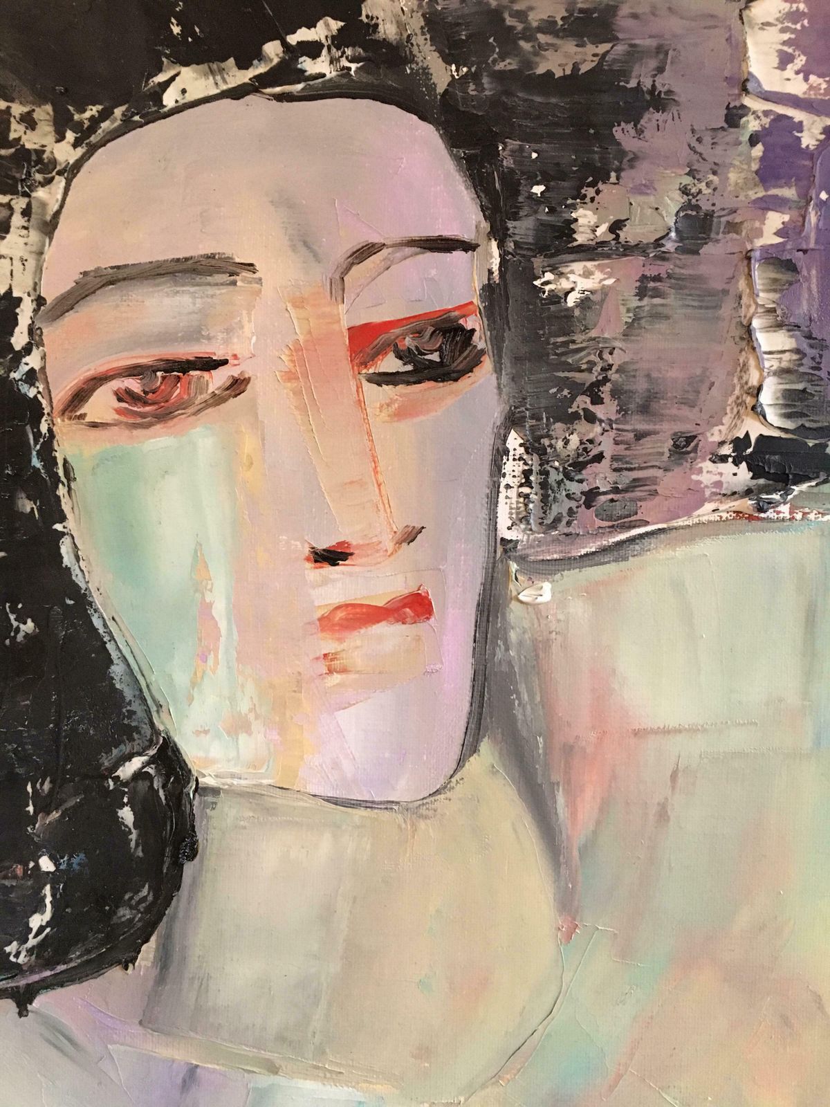 Beatrice Werliecontemporary French Modernist Portrait Lady In Red Oil Painting Signedc.2000 photo 2324.0