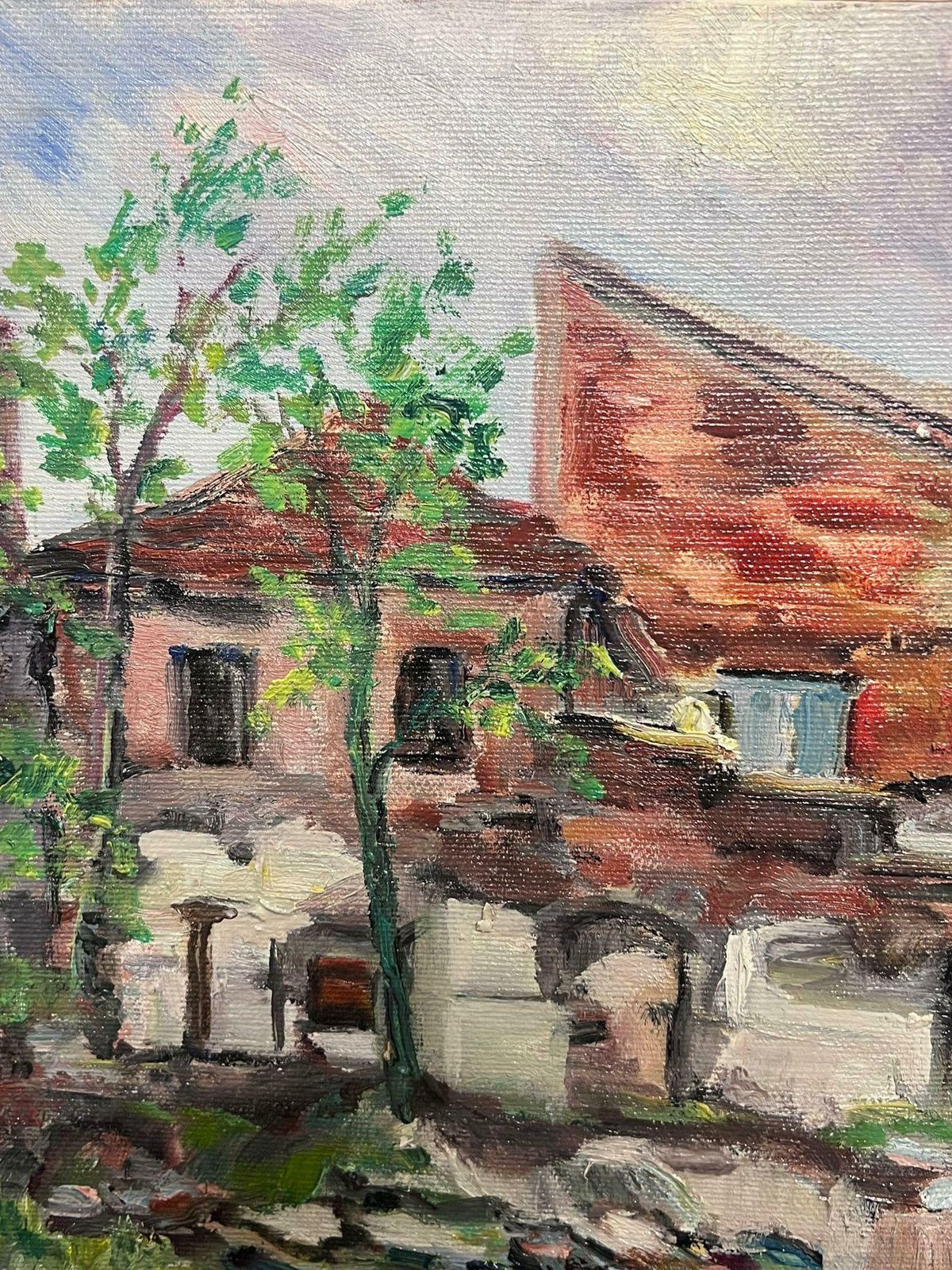 Regine Davidmid 20th Century 1950's French Post Impressionist Oil Roanne Town Buildings View1950's photo for sale