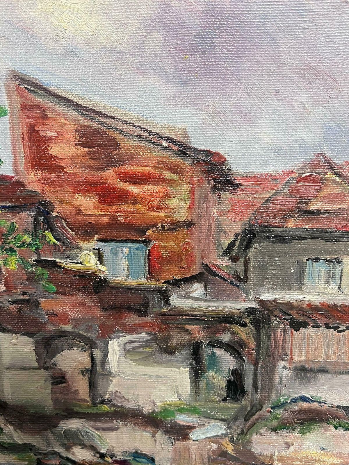 Regine Davidmid 20th Century 1950's French Post Impressionist Oil Roanne Town Buildings View1950's photo buy