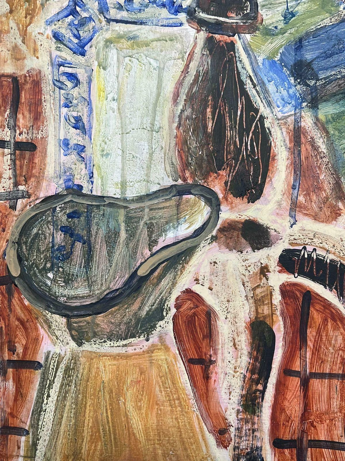 Helen Greenfieldbritish Modernist Oil Painting Still Life Two Jugs In Abstract Interior photo 812.0