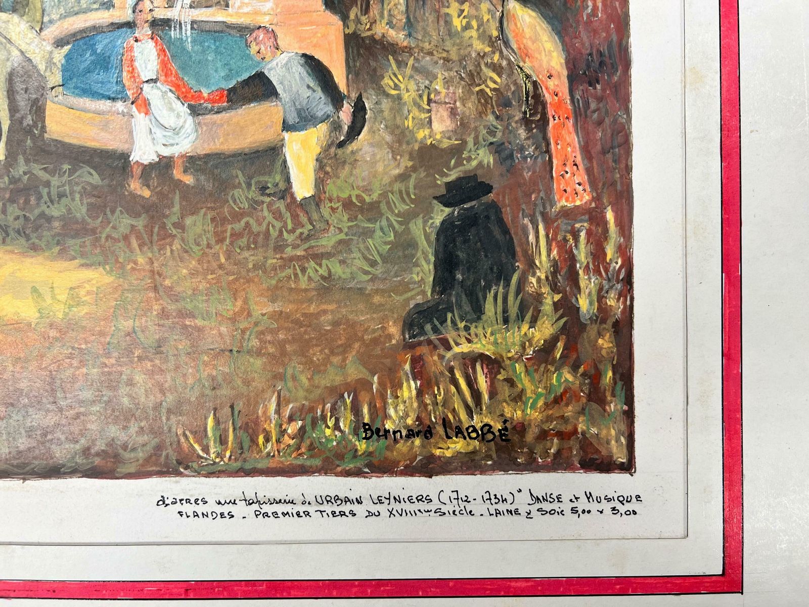 Bernard Labbe1950's Modernist/ Cubist Painting   Busy Figures In Forest1950's photo vinterior