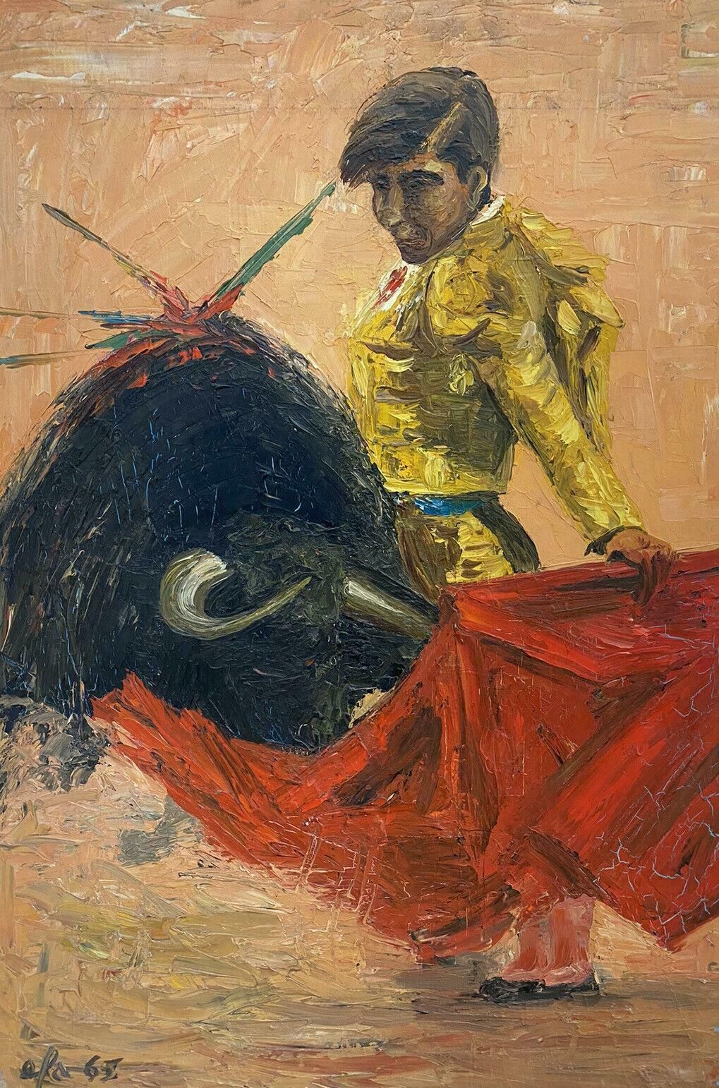 Fernand Audetfernand Audet (1923 2016) French Impressionist Oil   The Matador & Bull Fightmid 20th Century