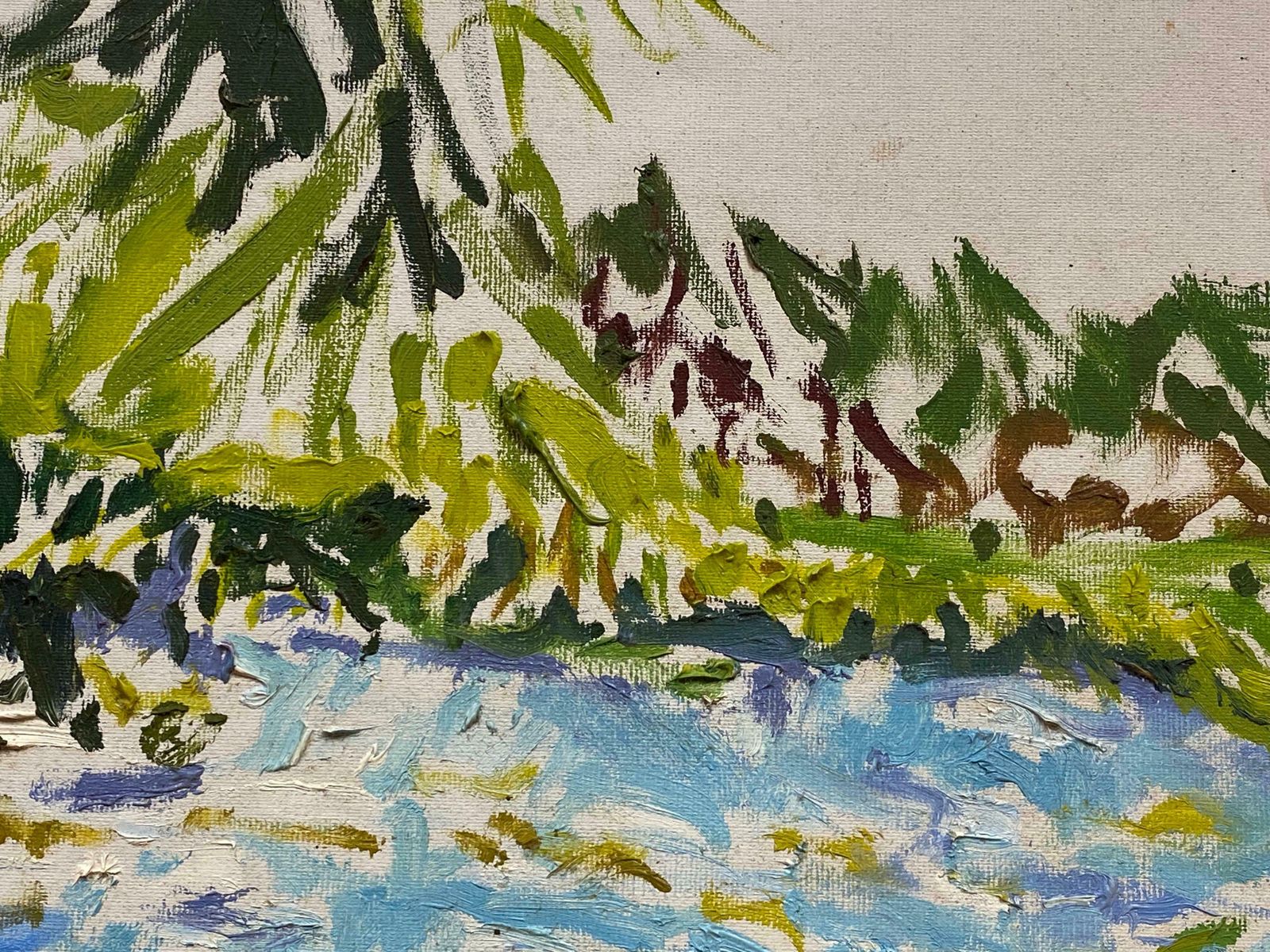 Douglas Stuart Allenimpressionist Oil Painting   Green And Blue Landscape20th Century photo 587.0