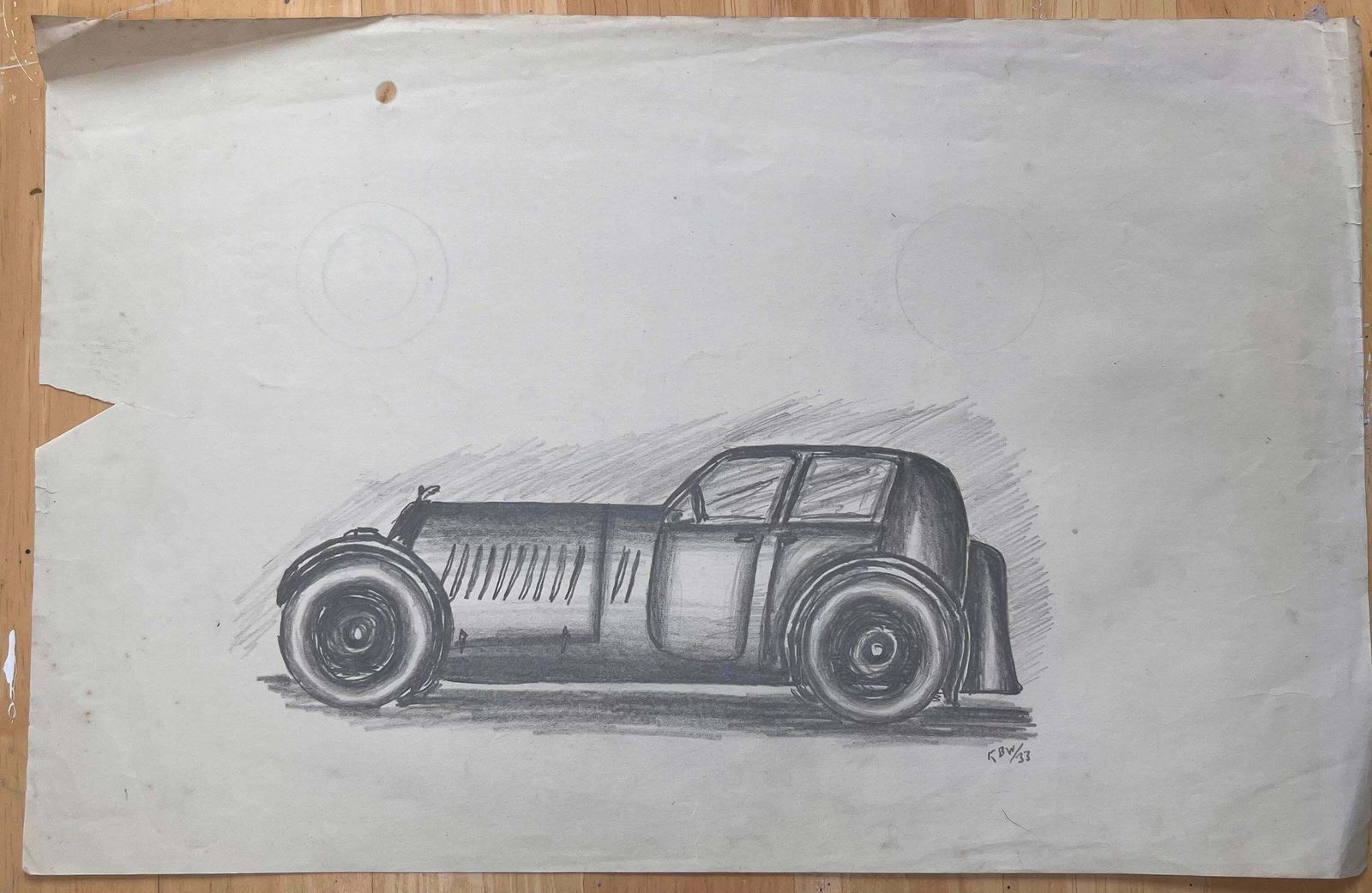 K.B. Whitemercedes Benz 540k Special Roadster Concept Pencil Drawingearly 20th Century photo furniture