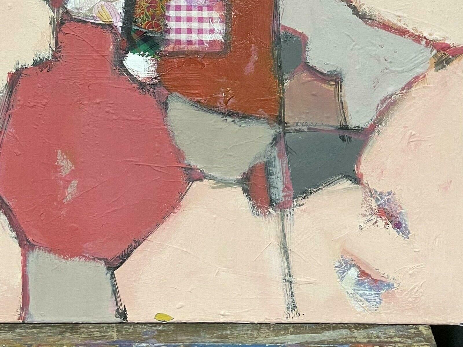 R.Leroyleroy   French Contemporary Abstract Cubist Painting With Collage2000's photo Art