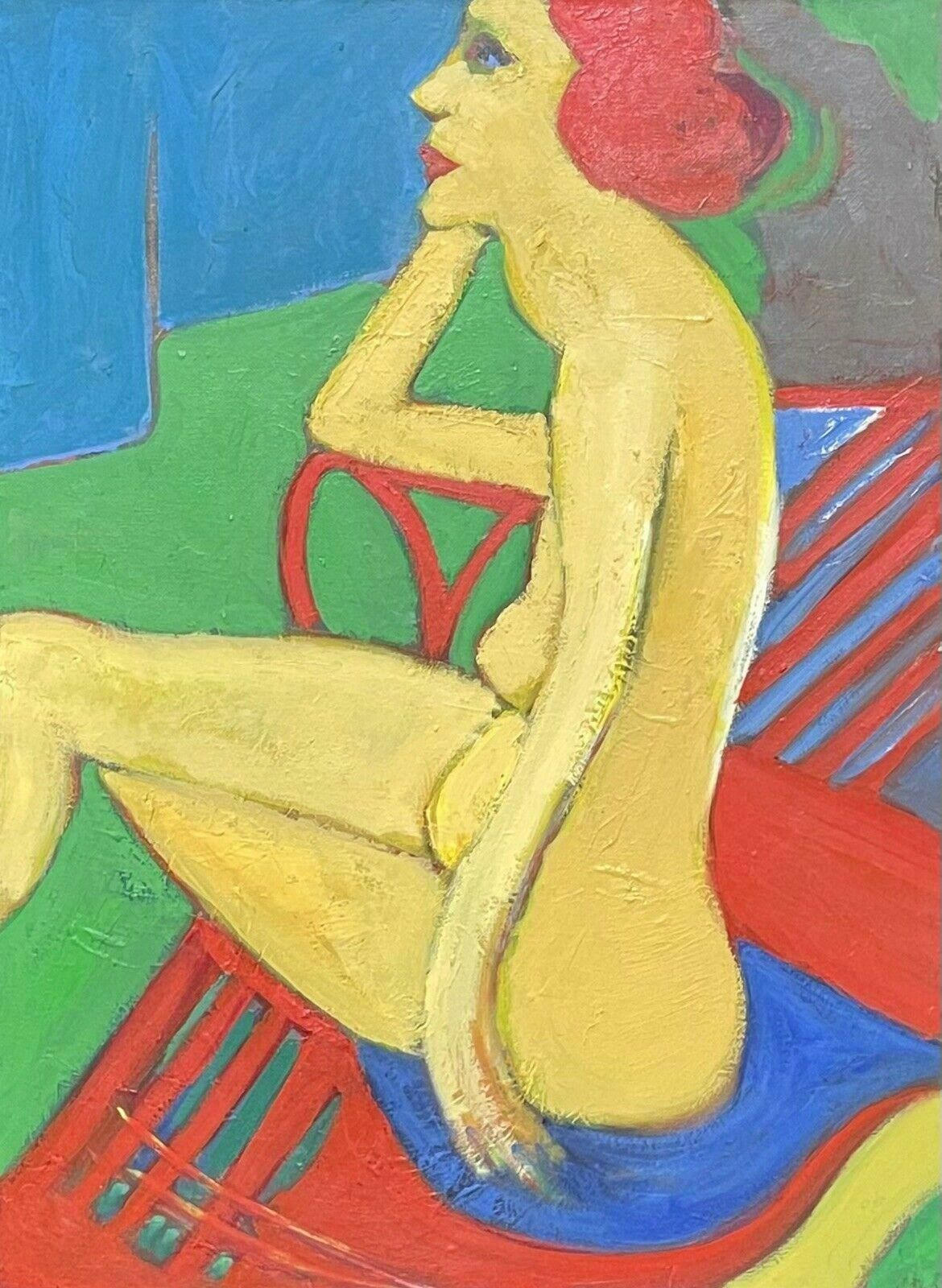 Serge Mallettlarge French Modernist Oil   Nude Lady Seated Modelling For Artistc. 2000