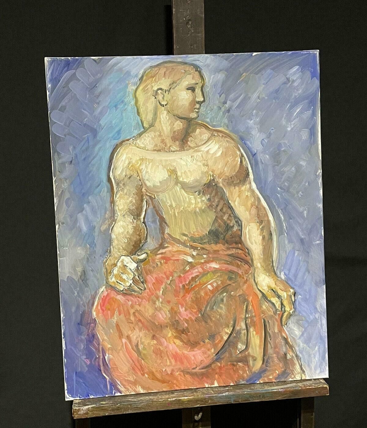 Robert Bouillerobert Bouille (1926 2021) Large Surrealist Oil Portrait Muscular Nude Model photo for sale