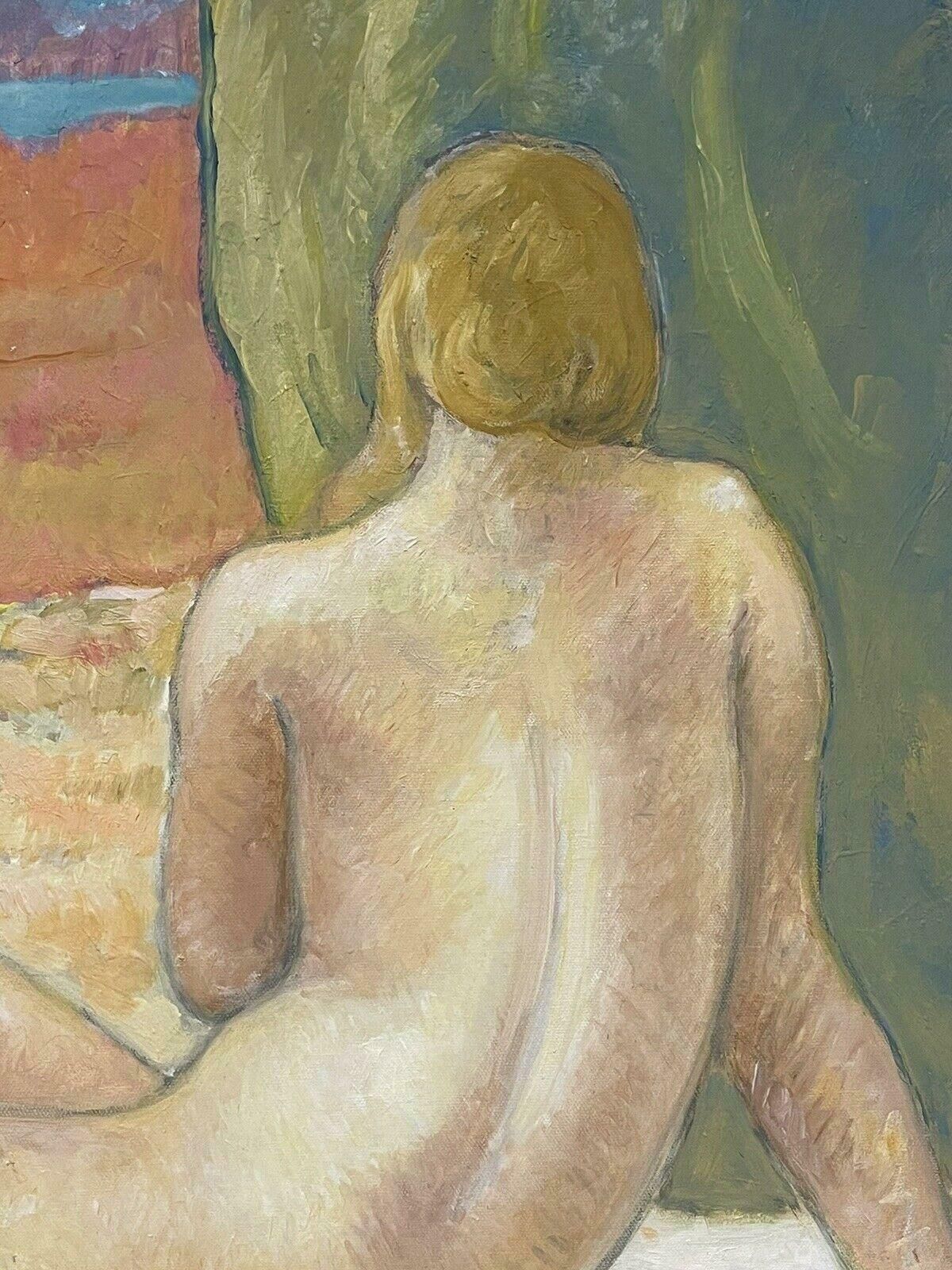 Robert Bouillerobert Bouille (1926 2021) Large French Oil   Classical Nude In Provence Window photo Art