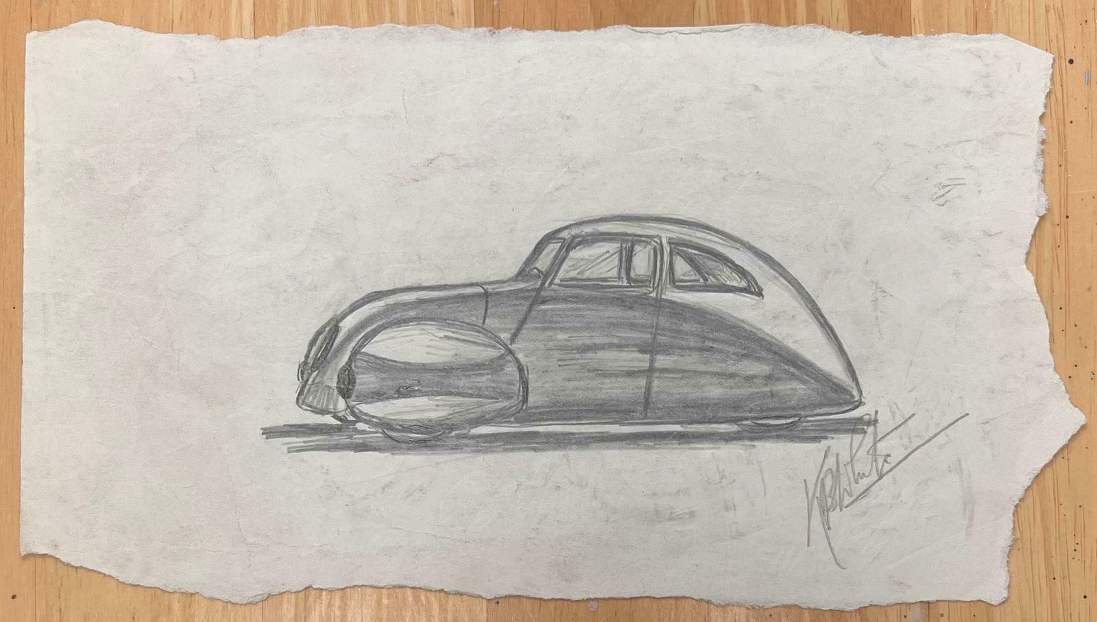 K.B. White1938 Talbot Lago T150 C Ss Teardrop Coupé Design Pencil Illustrationearly 20th Century photo furniture