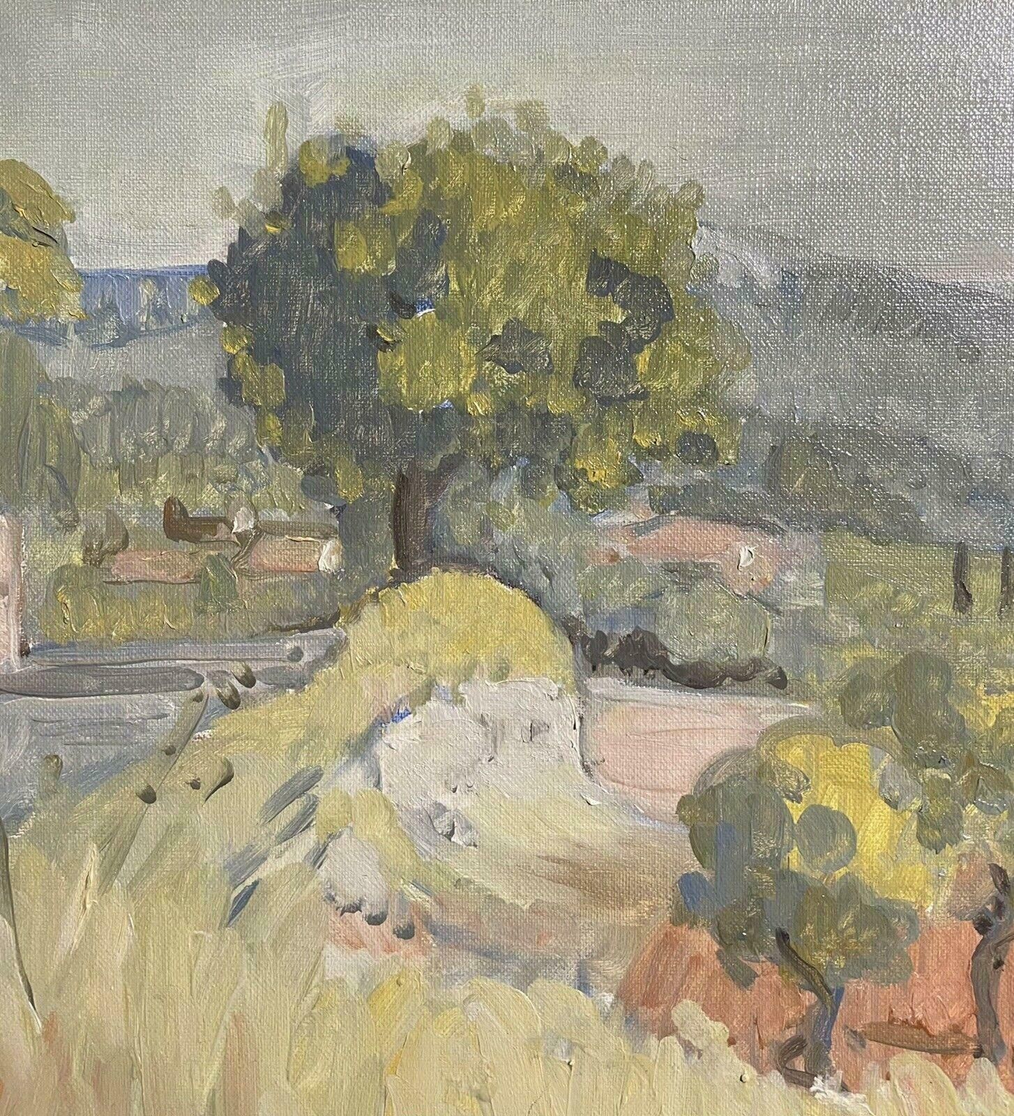 Robert Bouillesigned French Oil   Provence Landscape Pastel Colors Green Landscape Terracottac. 2000 photo for sale