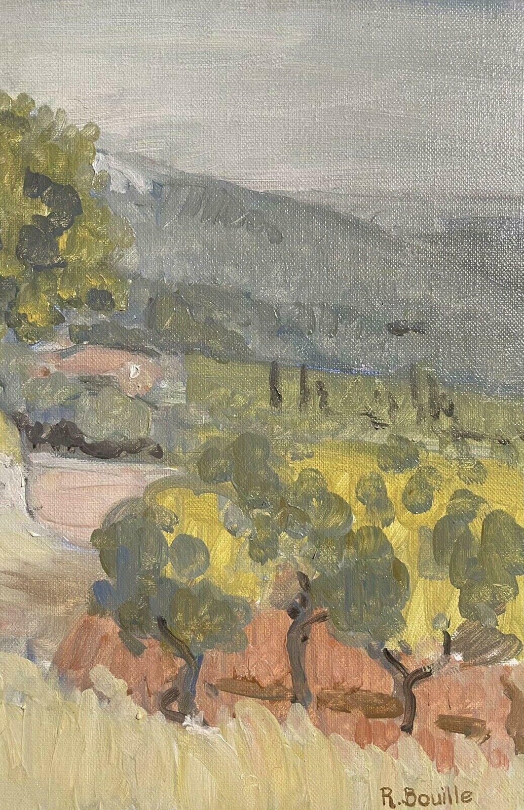 Robert Bouillesigned French Oil   Provence Landscape Pastel Colors Green Landscape Terracottac. 2000 photo Art