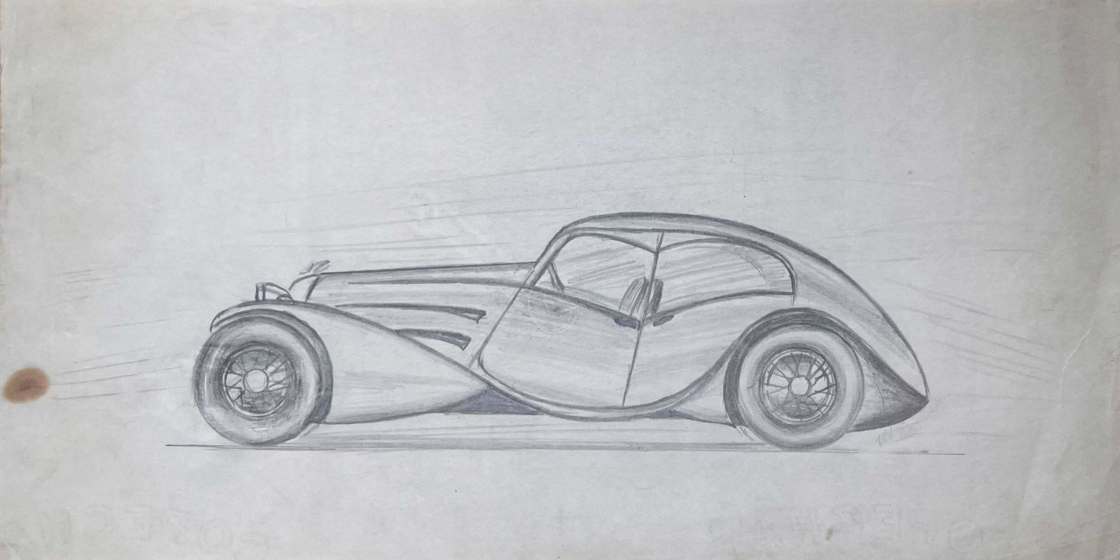 K.B. Whitebugatti Type 57s Atalante Concept Pencil Illustrationearly 20th Century