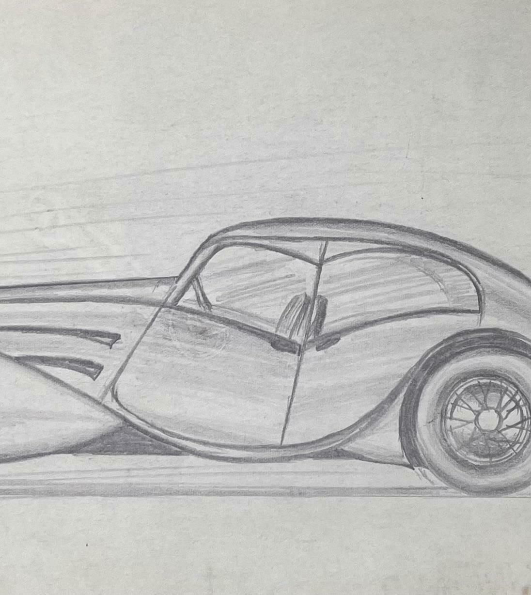 K.B. Whitebugatti Type 57s Atalante Concept Pencil Illustrationearly 20th Century photo 255.0
