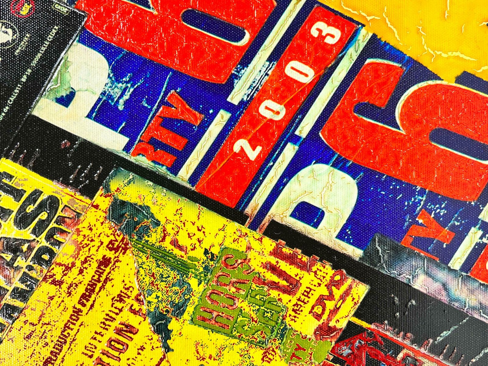 French Schoolcontemporary French Pop Art Collage Artwork, Signed photo vinterior