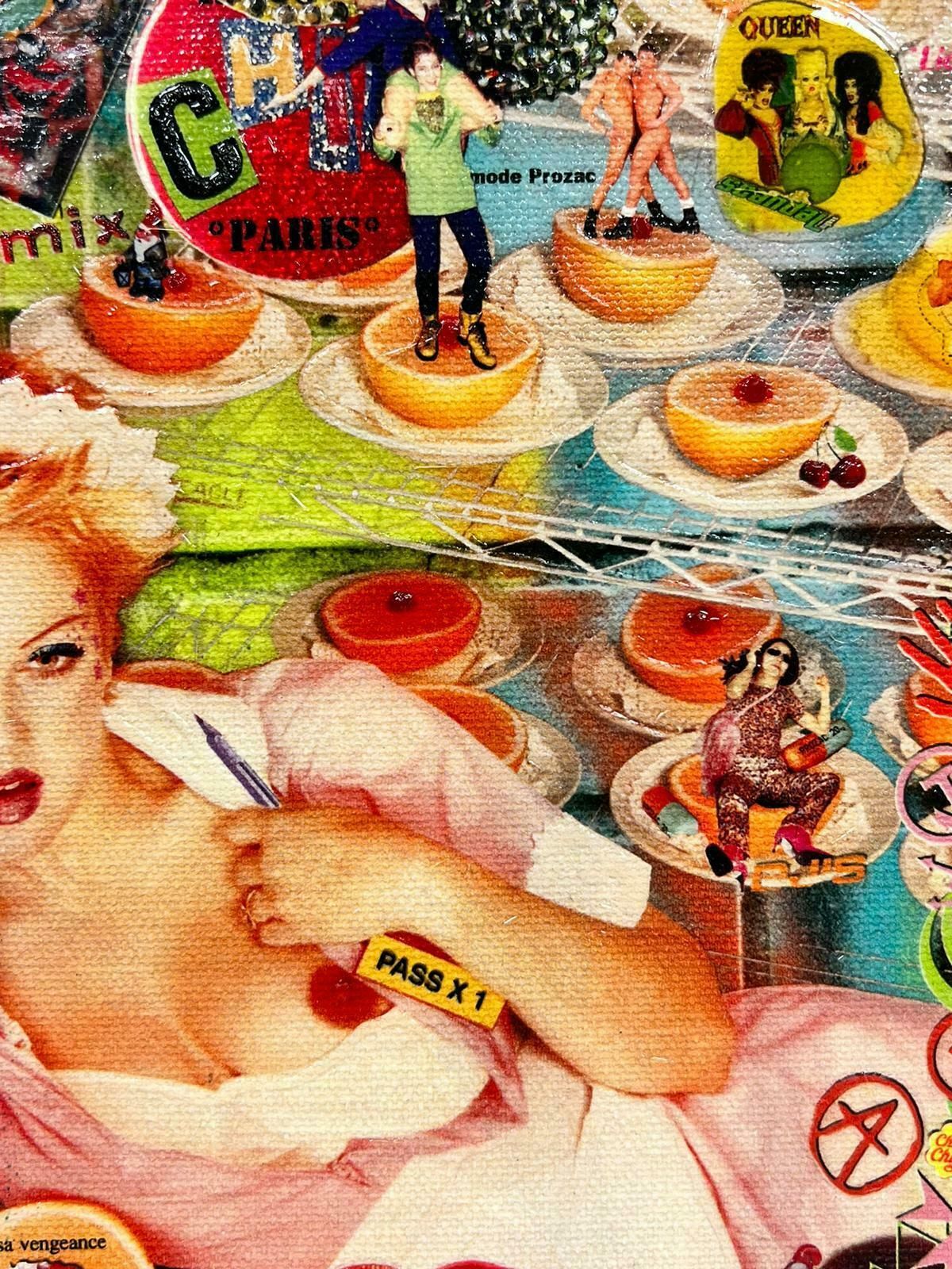 French Schoolcontemporary French Pop Art Nude Collage Artwork photo for sale