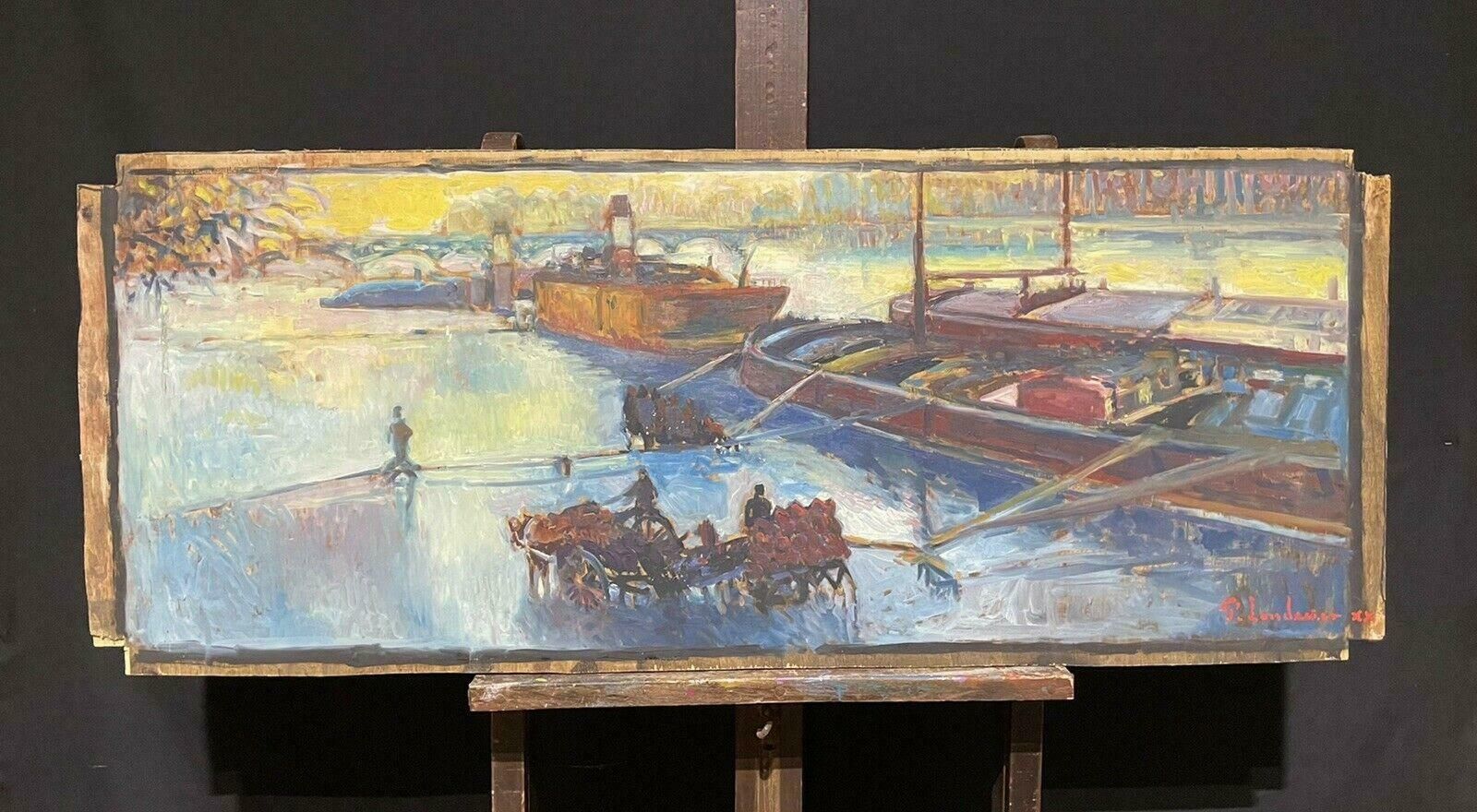 Patrice Landauerpatrice Landauer (B.1962) Huge Impressionist Oil   Flooded River Seine Paris20th Century photo for sale