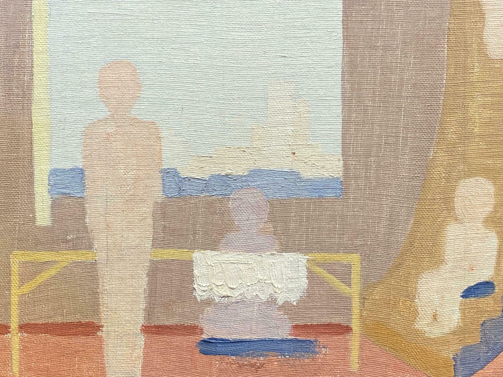 Genevieve Zondervan (1922 2013)genevieve Zondervan (1922 2013) French Surrealist Oil Painting Interior Roomc. 1960's photo furniture