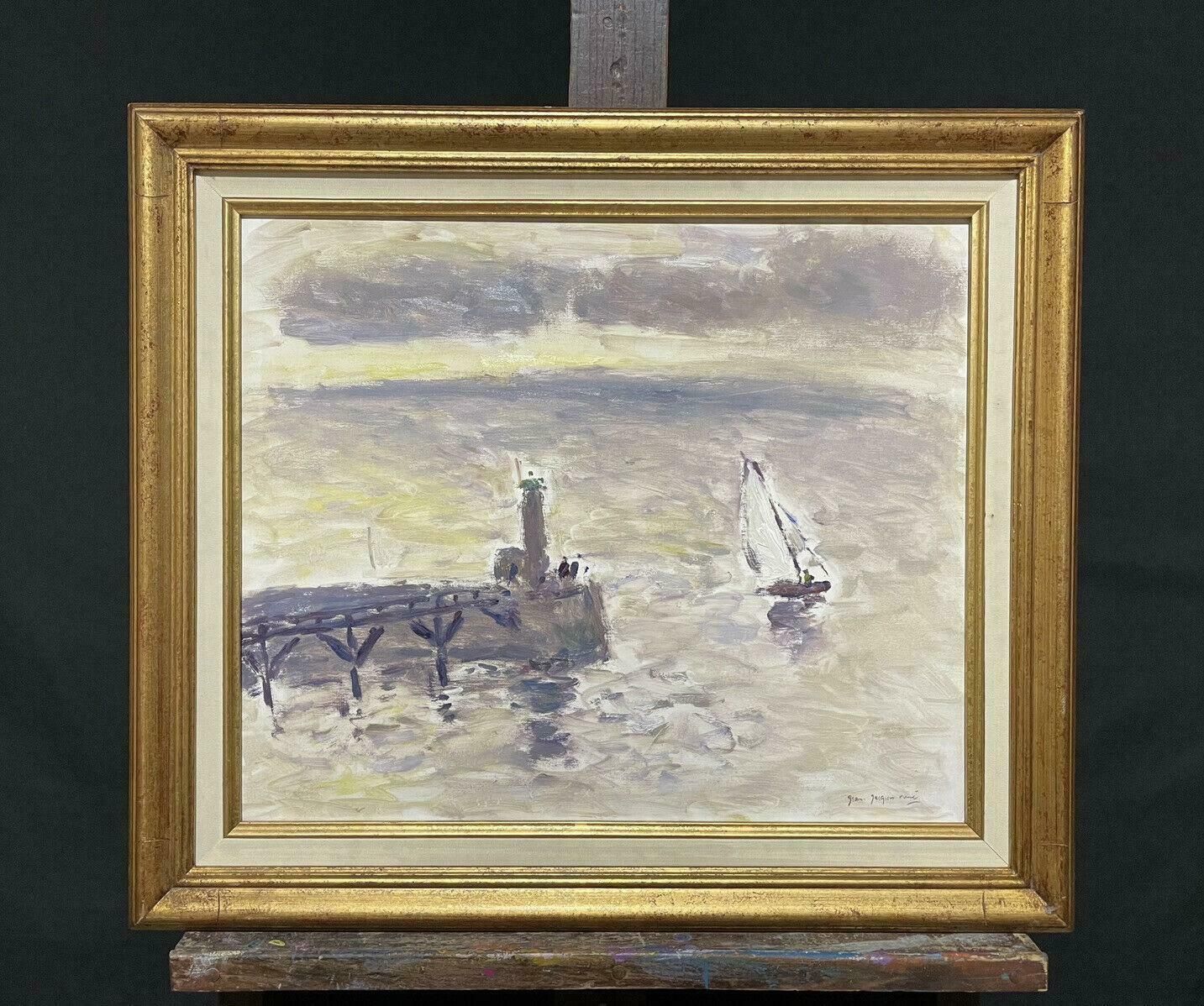 Jean Jacques Rene (B.1943)sailing Boats Fecamp Brittany Coastline, Signed French Impressionist Oilc. 2000 photo furniture