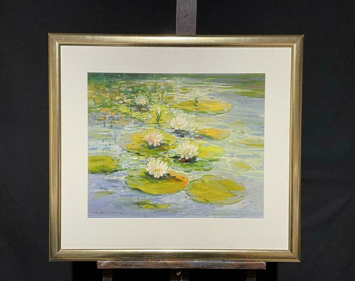 Robert De Haanlarge Impressionist Signed Painting   The Waterlily Pondc. 1990's photo Art
