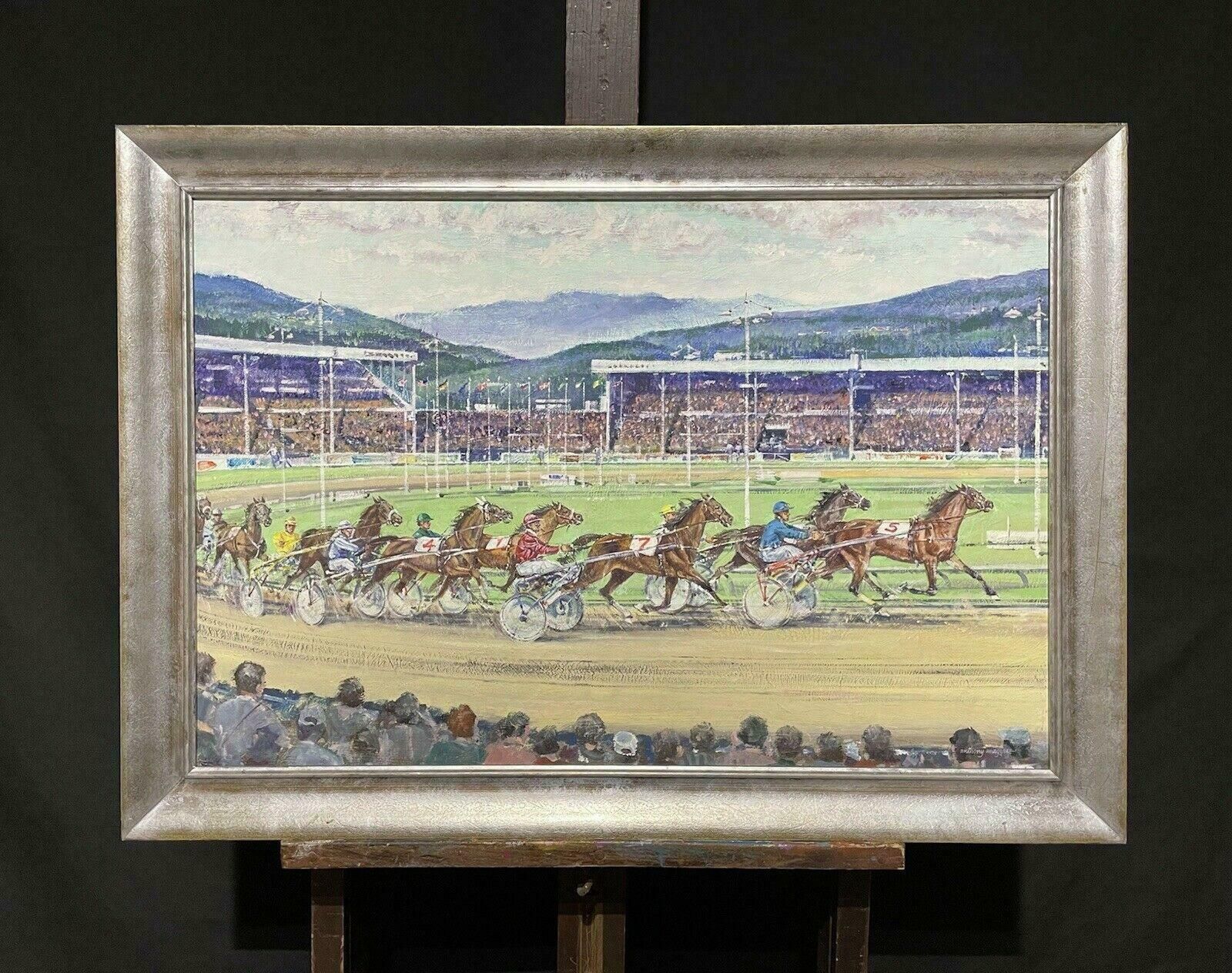 Anthony Maguirenorwegian Trotting Horse Racing   Large Oil Painting   By Anthony Maguirec. 2000's photo furniture