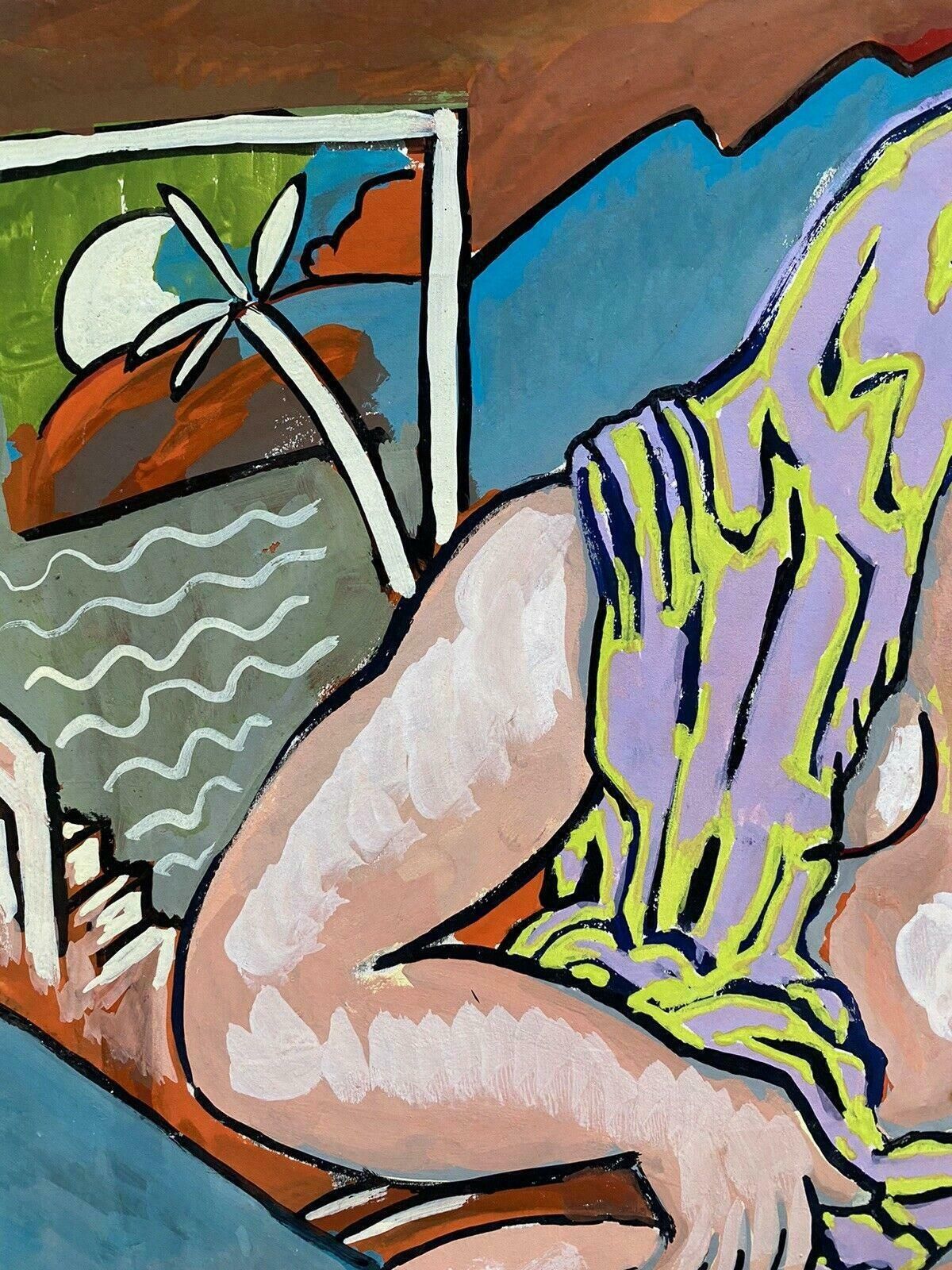 20th Century French Modernist Painting   Nude Figure Colorful Interiorc. 2000 photo vintage