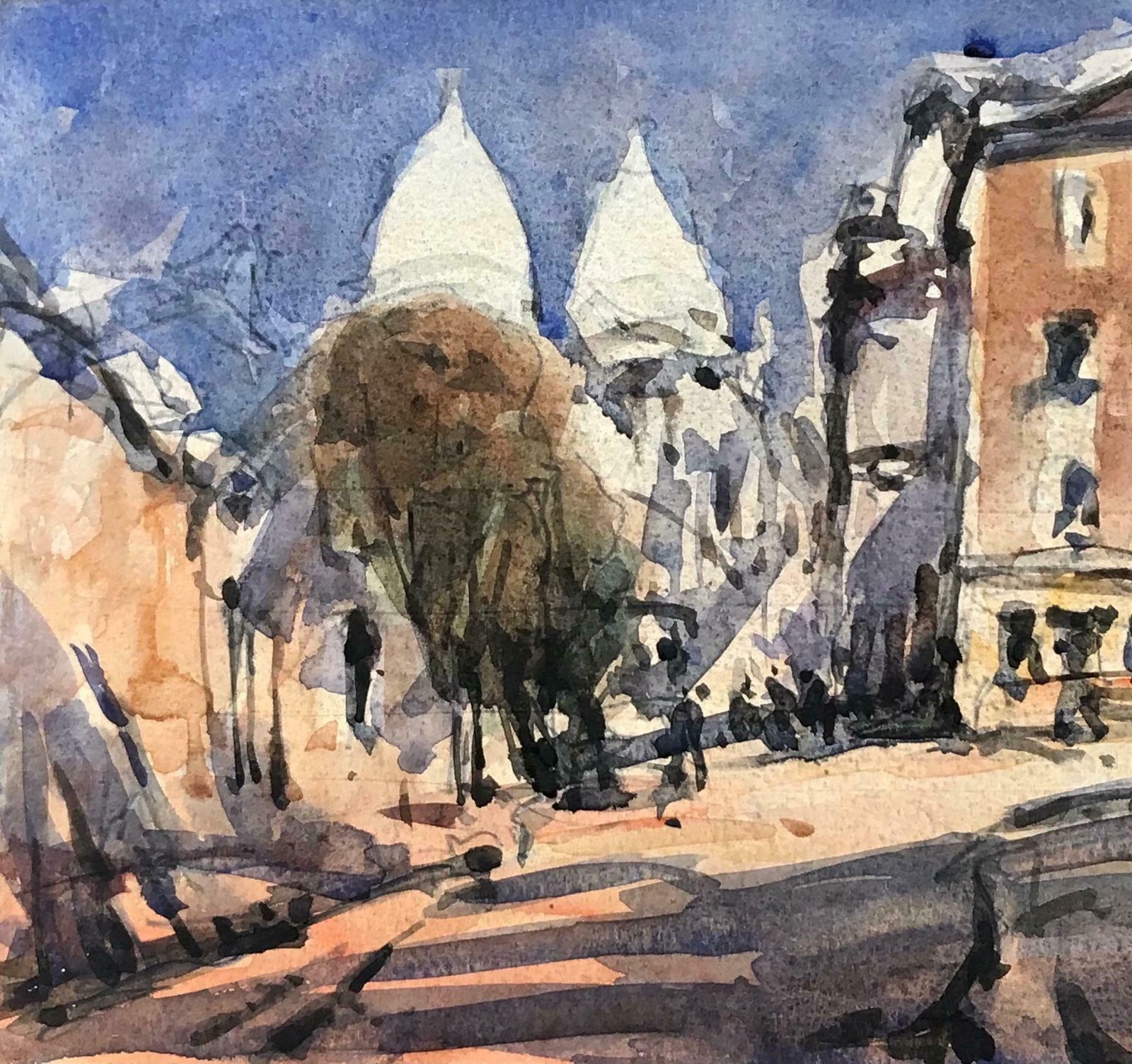 Maurice Mazeiliemaurice Mazeilie French Watercolour   Paris Street Landscape photo furniture