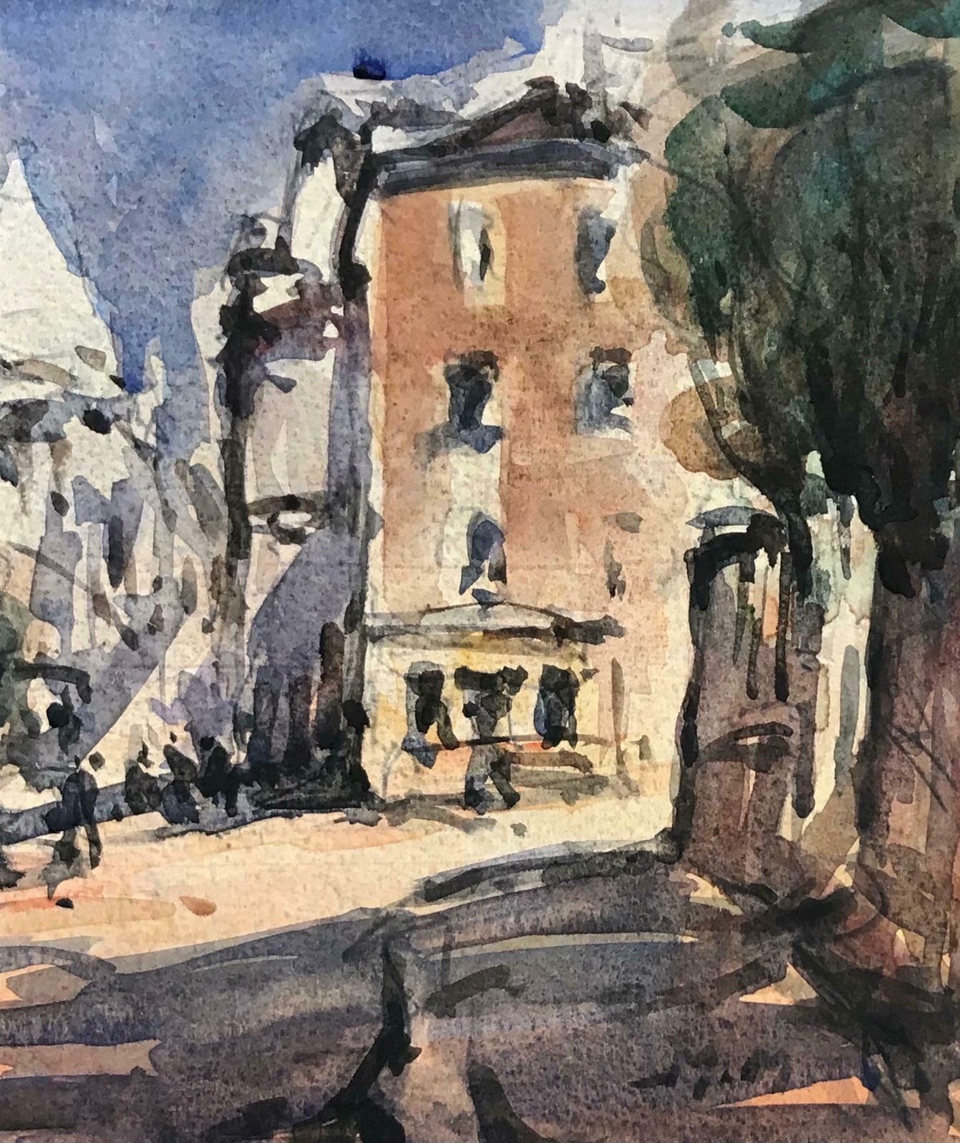 Maurice Mazeiliemaurice Mazeilie French Watercolour   Paris Street Landscape photo for sale
