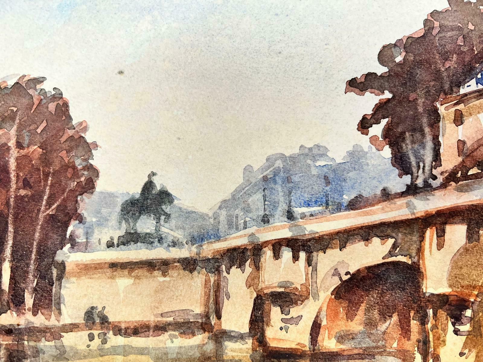 Maurice Mazeiliemaurice Mazeilie French Watercolour   Autumnal Parisian Bridge Over Seine photo vinterior