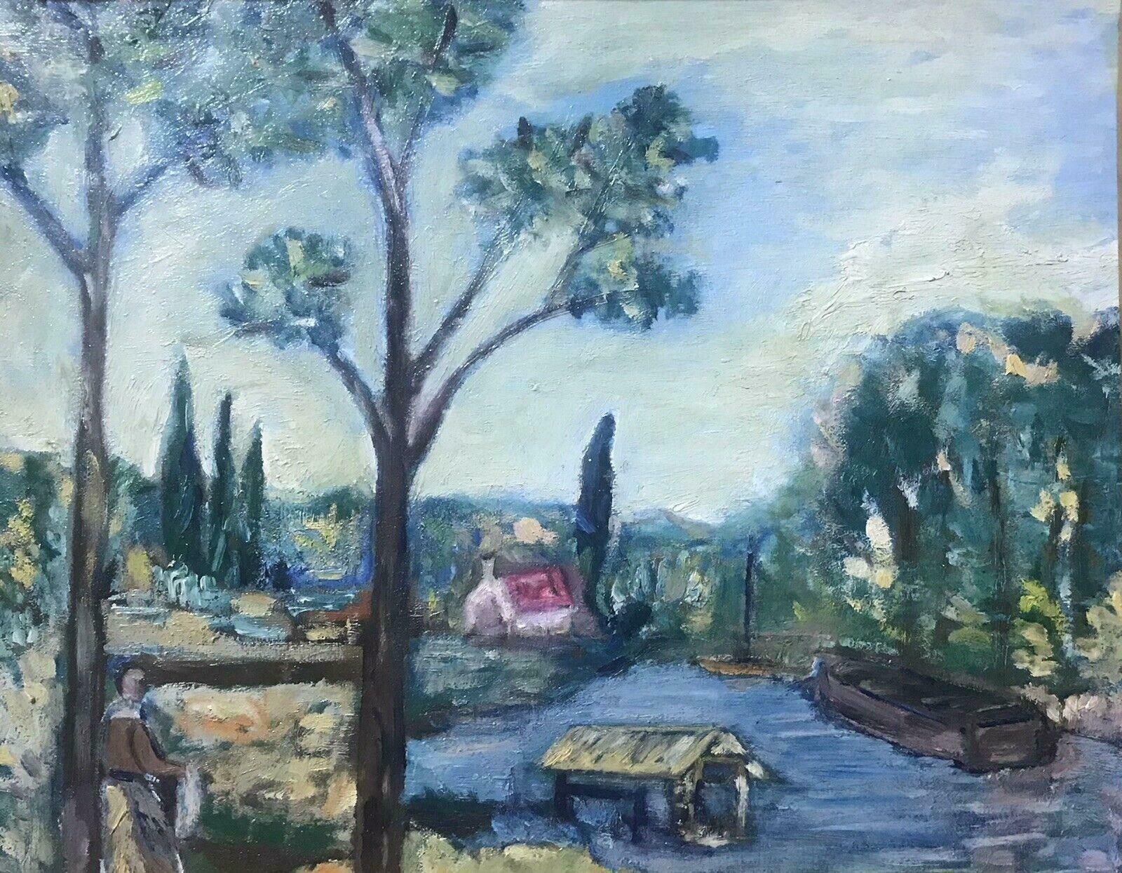 Unknownfine 20th Century French Post Impressionist Oil   Provencal River Landscapec. 1950's photo furniture