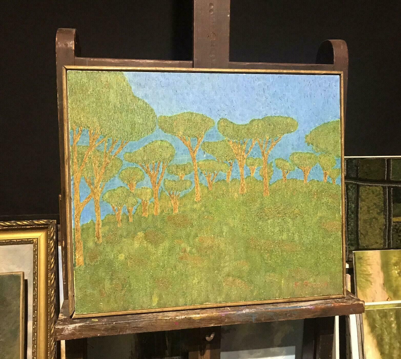 Unknown20th Century Nabis/ Pont Aven School Signed Oil Painting   Trees In Green Landc. 1970's photo for sale