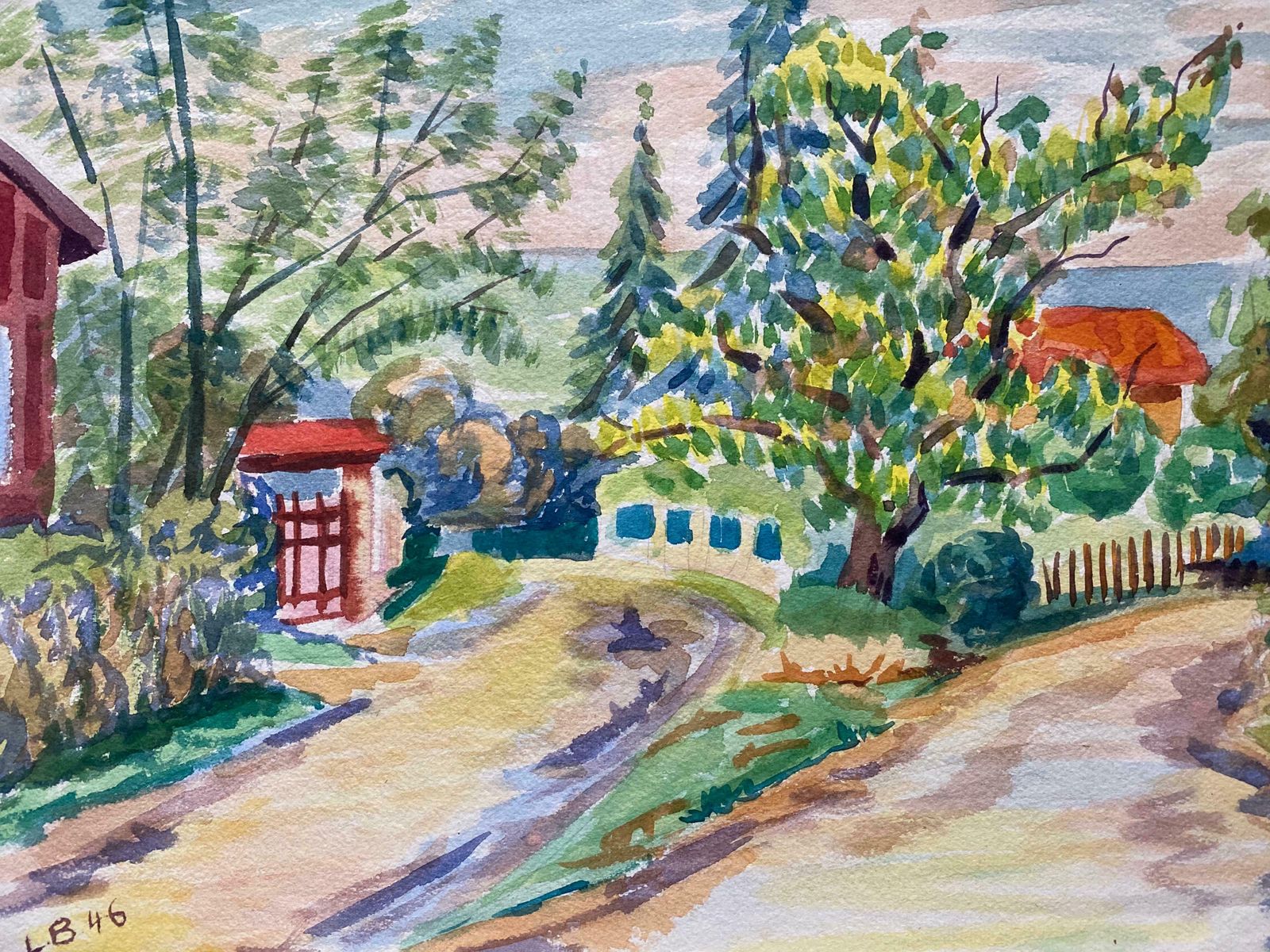 Louis Bellon1940's Provence Painting Joyful Green Landscape    Post Impressionist Artistc. 1940s photo furniture