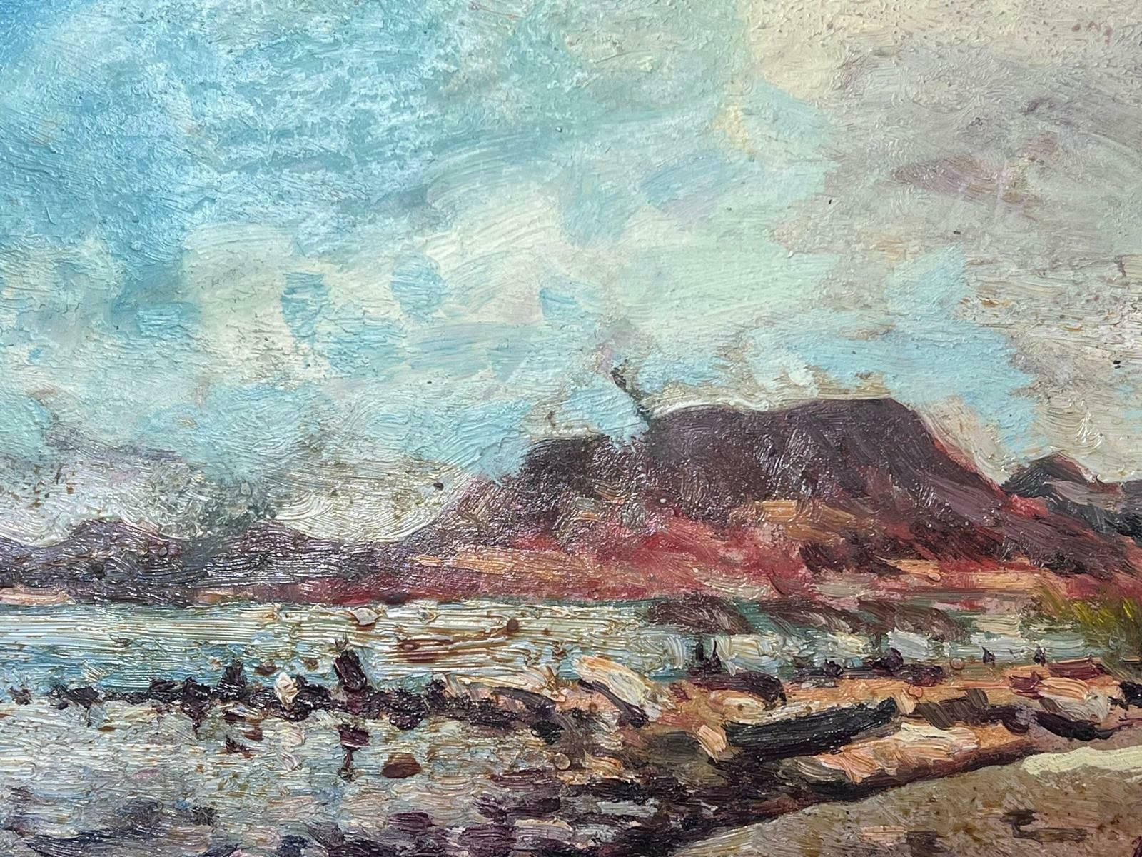 Maurice Mazeiliefrench Impressionist Oil Landscape Pink Cliffs With Blue Skies photo for sale