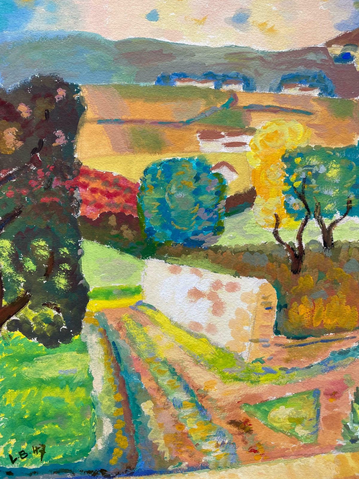 Louis Bellon1940's Provence France Painting Landscape   Post Impressionist Artistc. 1940s photo furniture
