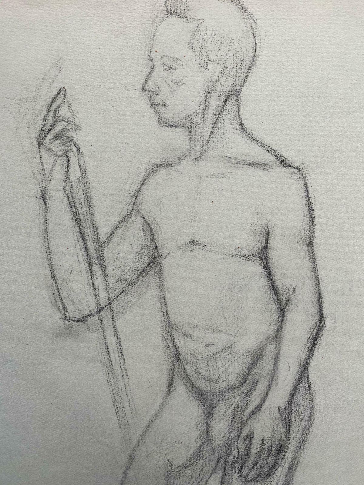 Genevieve Zondervan (1922 2013)mid 20th Century French Charcoal Drawing   Portrait Of A Standing Nude Manc. 1950's