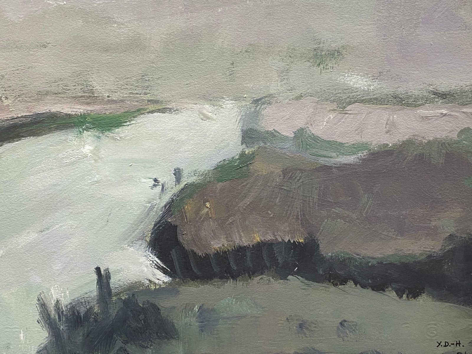 Yvette Dubois Habasque French Expressionist Abstract Oil Painting   River Landscapec.2009 photo furniture