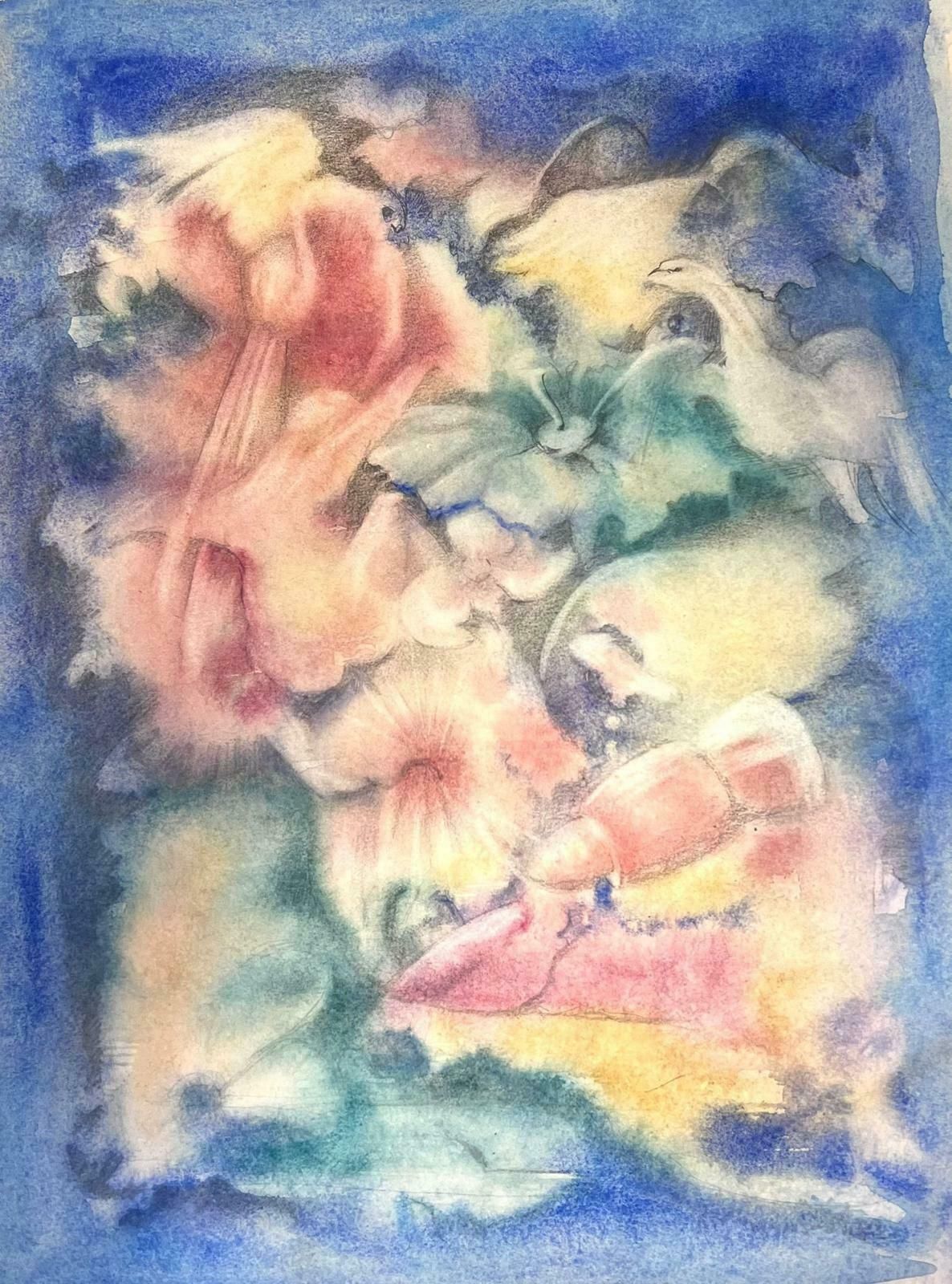 Guy Nicod 20th Century French Modernist Mythological Baby Colour Painting