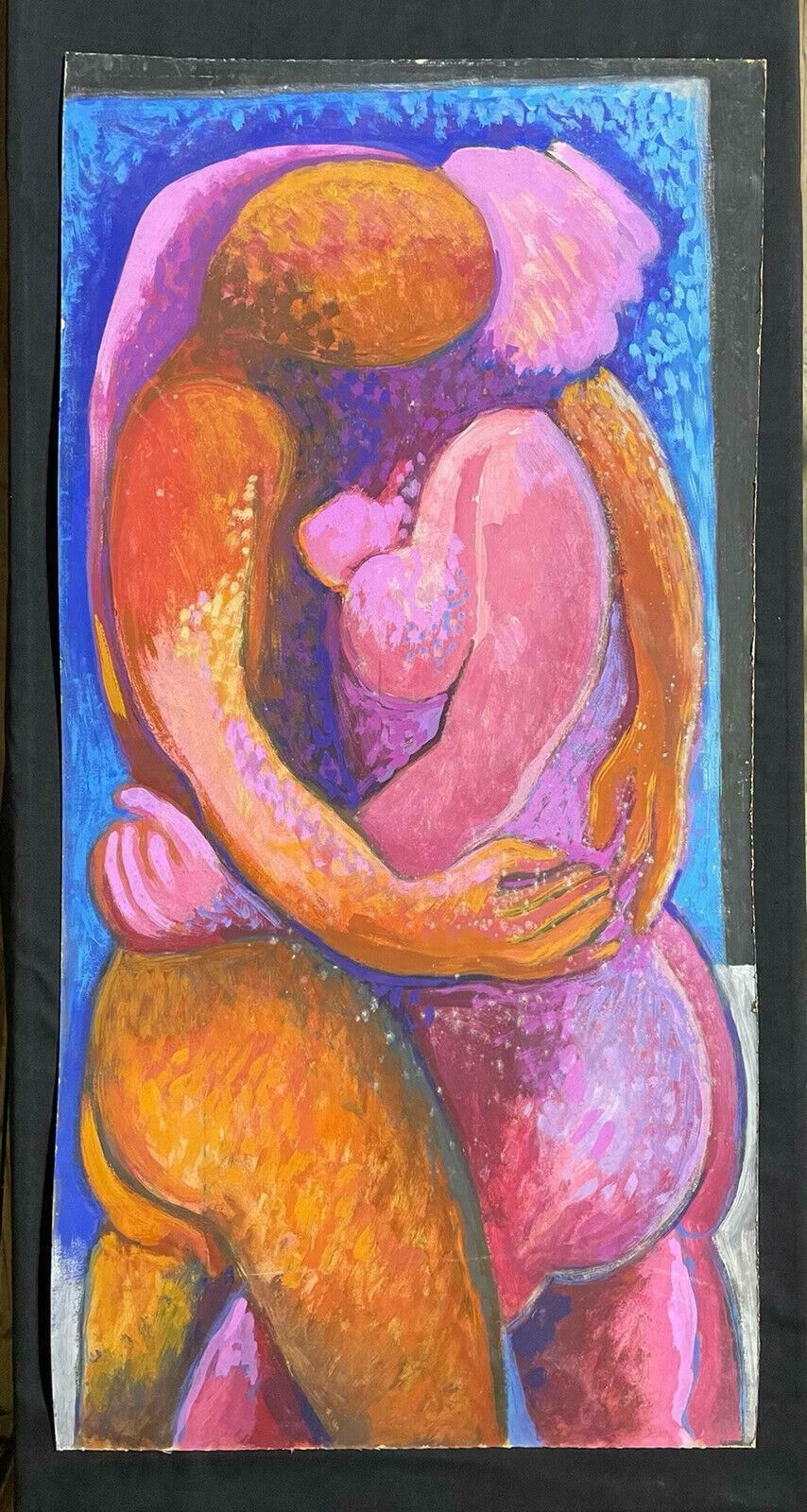 Claude Lagoucheclaude Lagouche (French 1943 2020) Large Modernist Painting   Embracing Loversmid Century photo furniture
